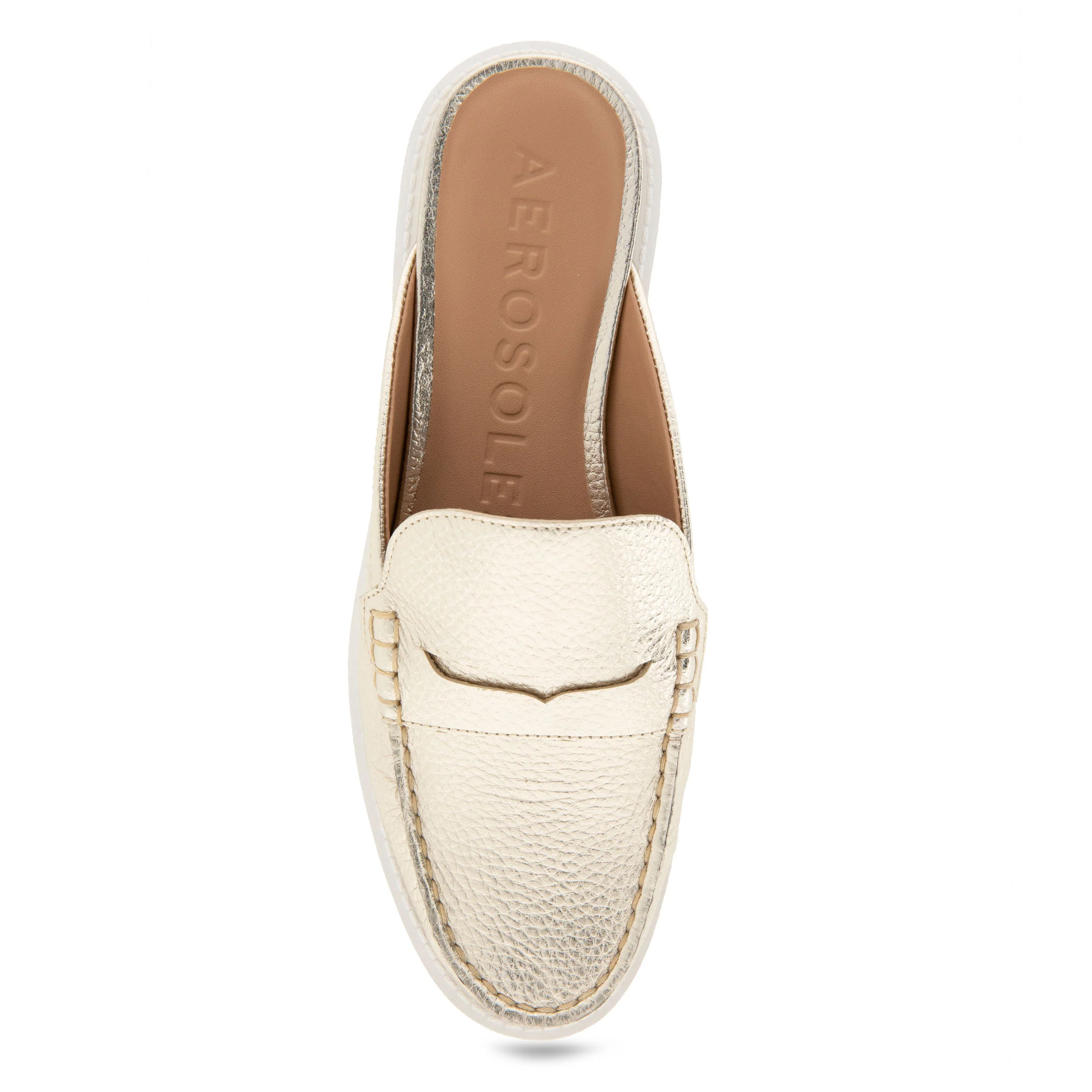 Salome Tailored Mule | Gold Metallic Pebbled Leather - Image 3