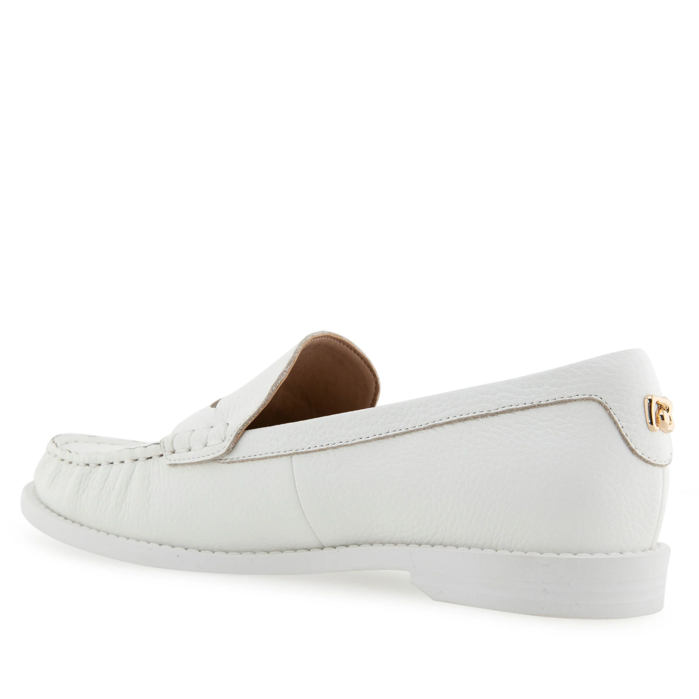 Sienna Tailored Loafer | Bright White Pebbled Leather - Image 2