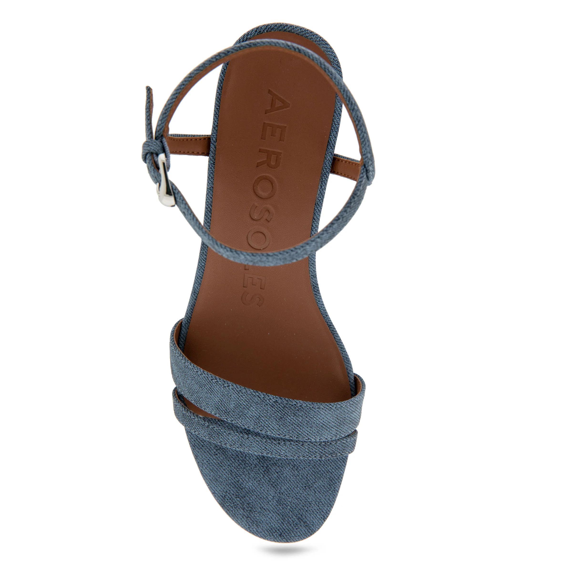 Witt Sandal Wedge | Blue Denim Textured Faux Leather - Image 3