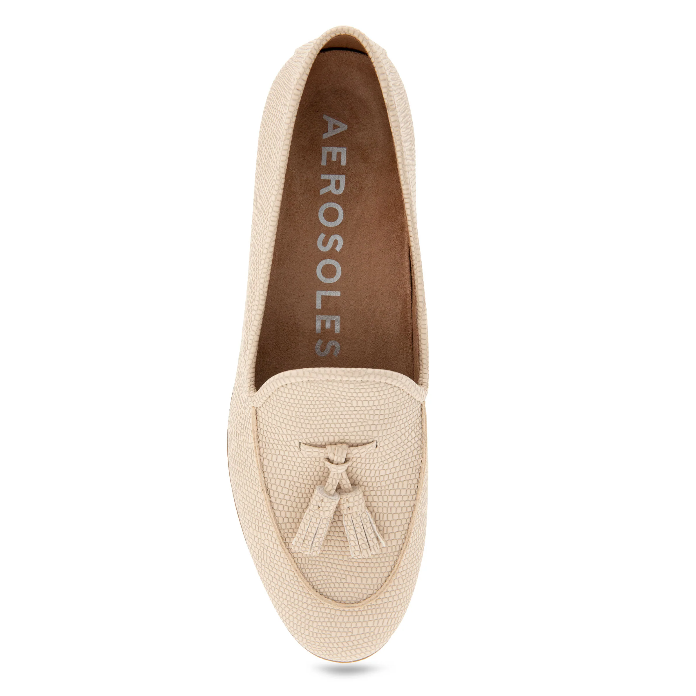 Wuster Casual Flat | Light Stone Lizard Embossed Faux Leather - Image 3
