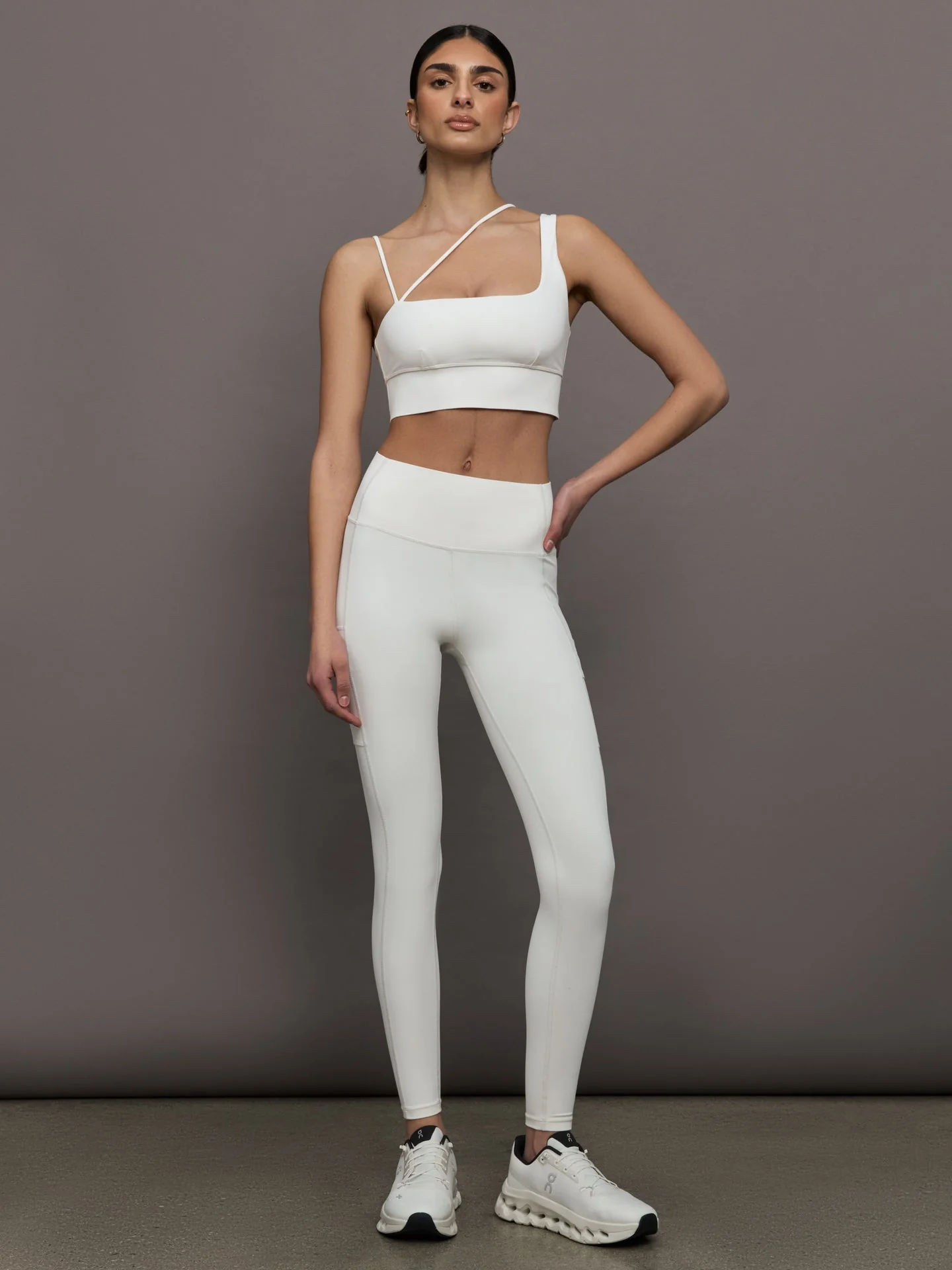 Carbon38 | Asymmetrical Strappy Bra in Diamond Compression | Cloud Dancer - Image 2