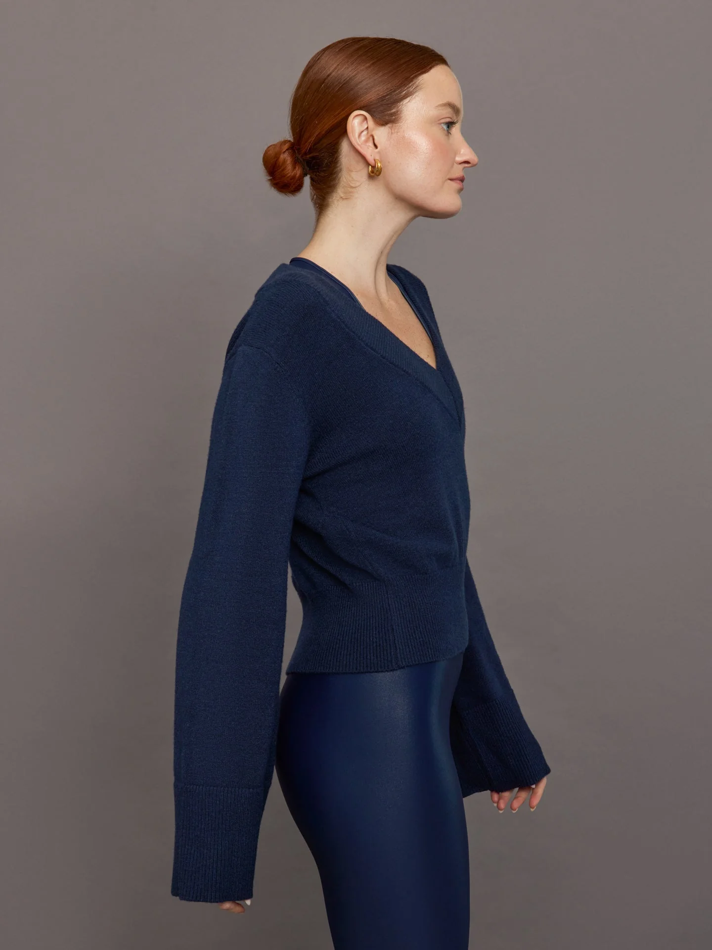 Carbon38 | Bell Sleeve Off Shoulder Sweater | Navy - Image 4