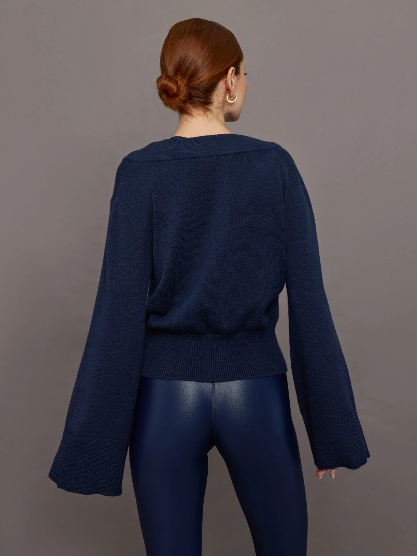 Carbon38 | Bell Sleeve Off Shoulder Sweater | Navy - Image 5
