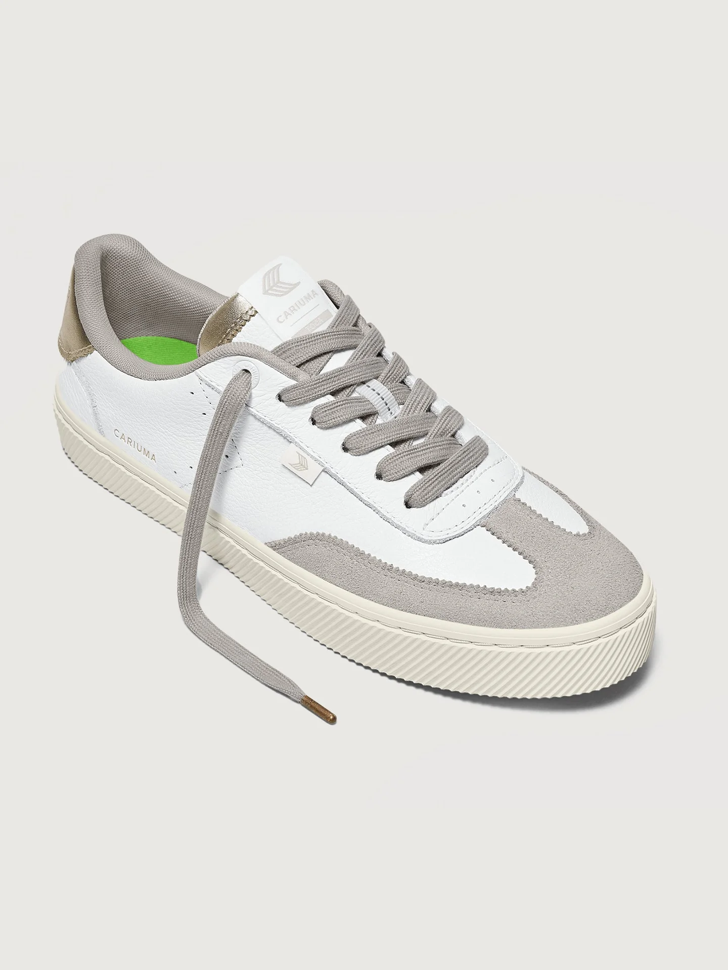 Cariuma | Toca Premium Leather & Suede | White/Off-White Vintage & Metallic Gold - Image 2