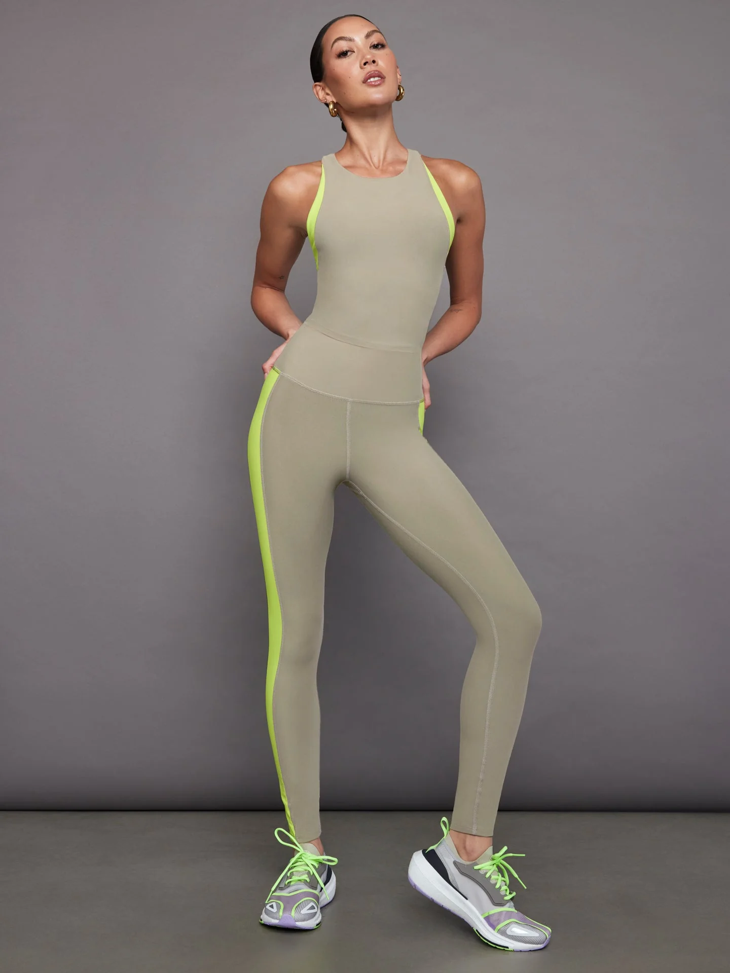 Carbon38 | Colorblock High Neck Tank | Silversage/Acid Lime - Image 5