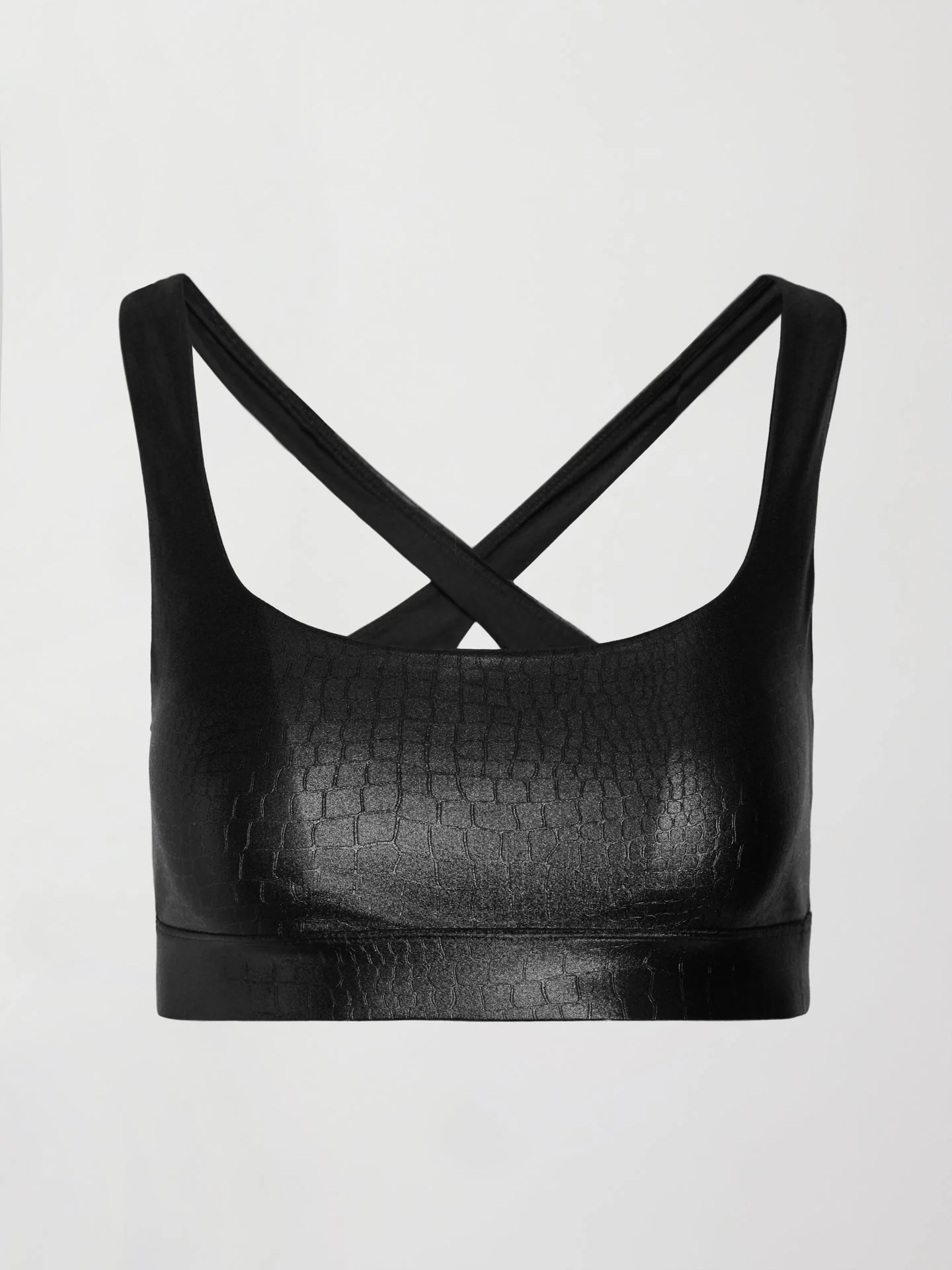 Carbon38 | Criss Cross Bra in Crocodile Takara Shine | Black - Image 6