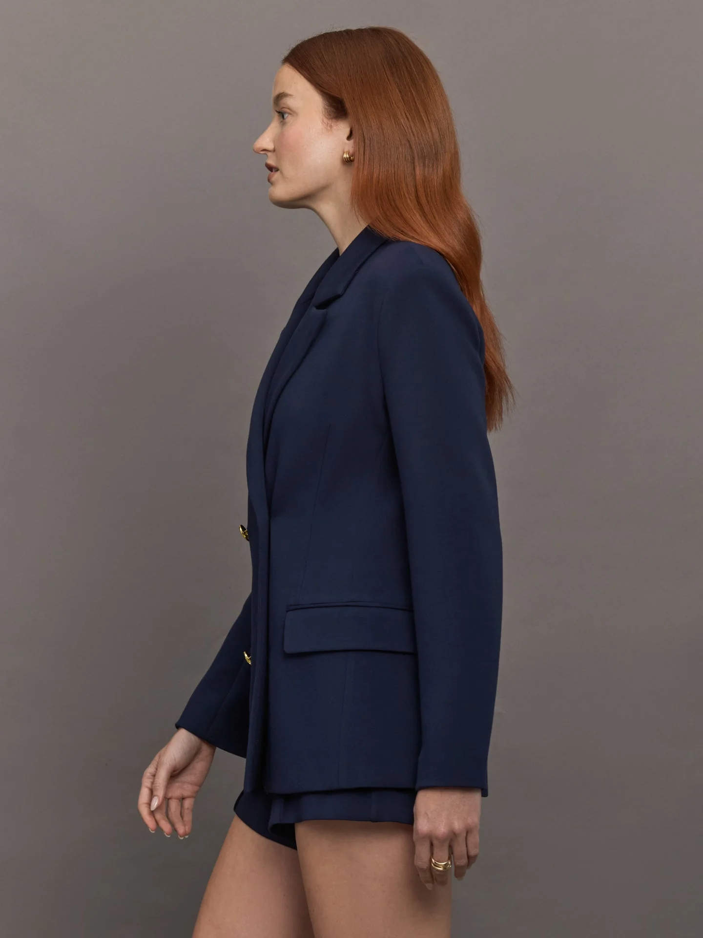Carbon38 | Double Breasted Blazer in Scuba | Navy - Image 3