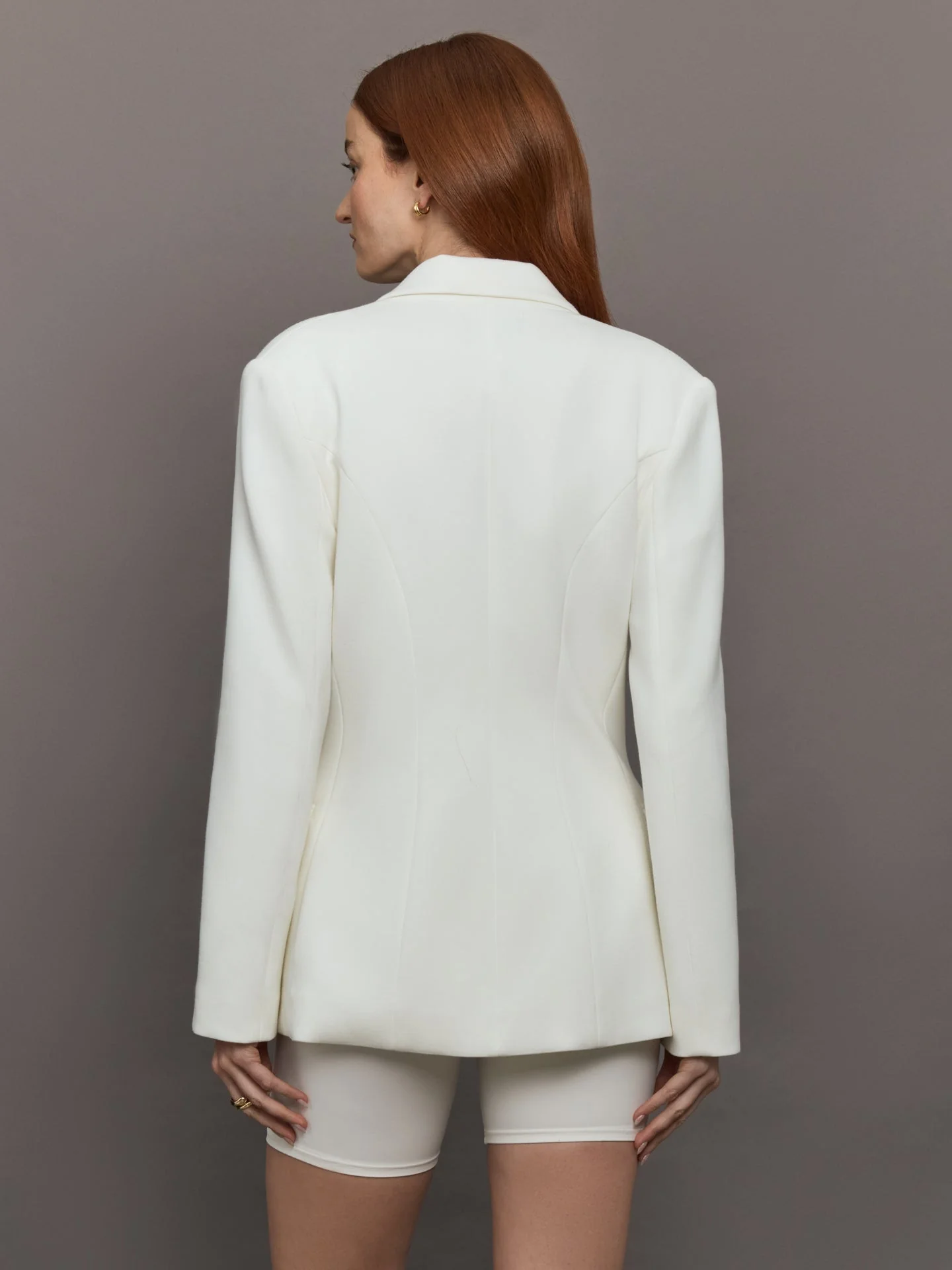 Carbon38 | Double Breasted Blazer in Scuba | White - Image 4