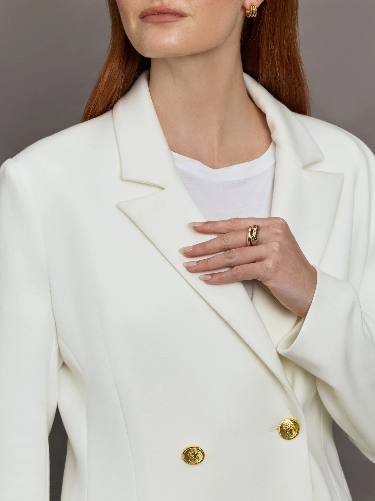 Carbon38 | Double Breasted Blazer in Scuba | White - Image 5