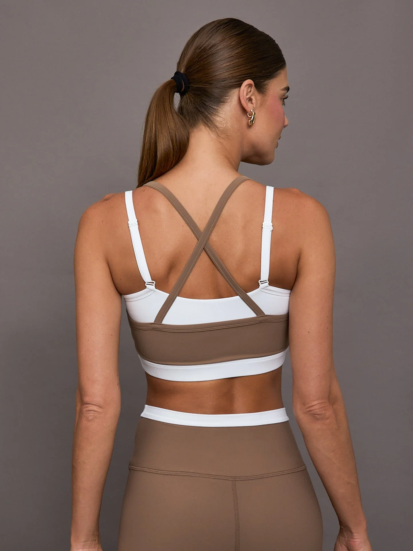 Carbon38 | Double Layered Contrast Bra in Melt | Caribou/White - Image 2
