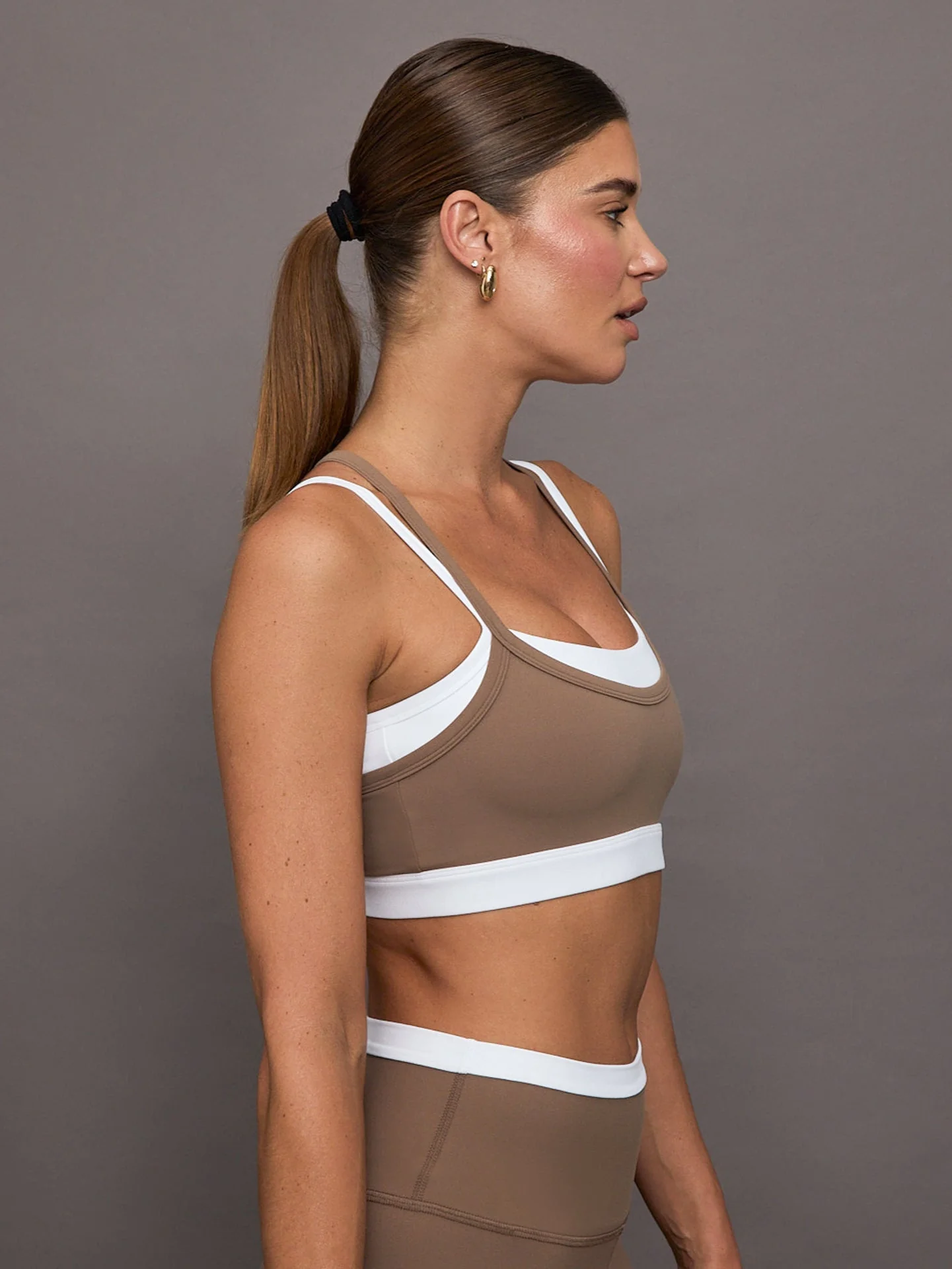 Carbon38 | Double Layered Contrast Bra in Melt | Caribou/White - Image 4
