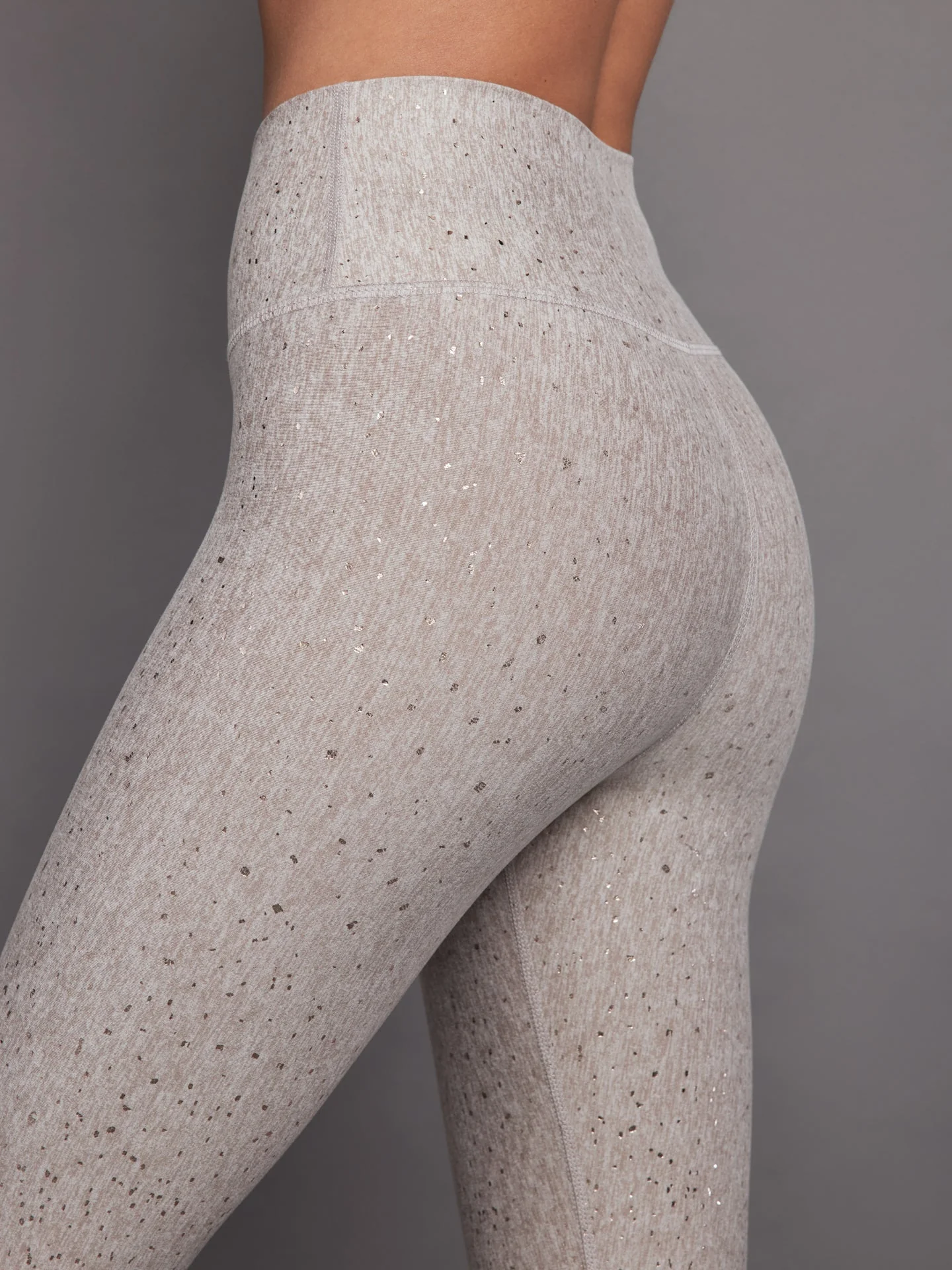 Carbon38 | Foil Legging in Melt | Oatmeal Heather With Rose Gold Foil - Image 2