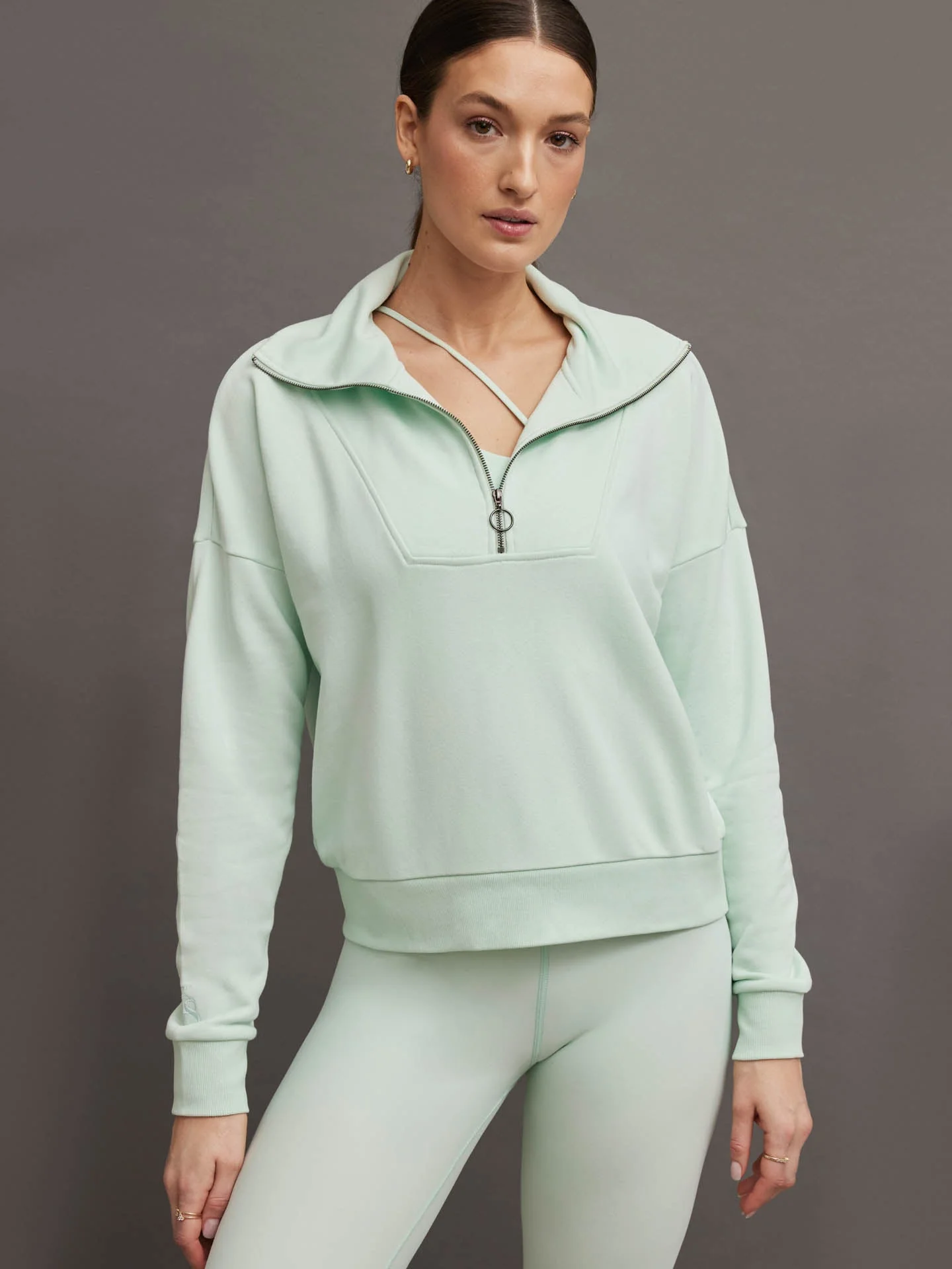 Carbon38 | FRENCH TERRY HALF ZIP | Clearly Aqua