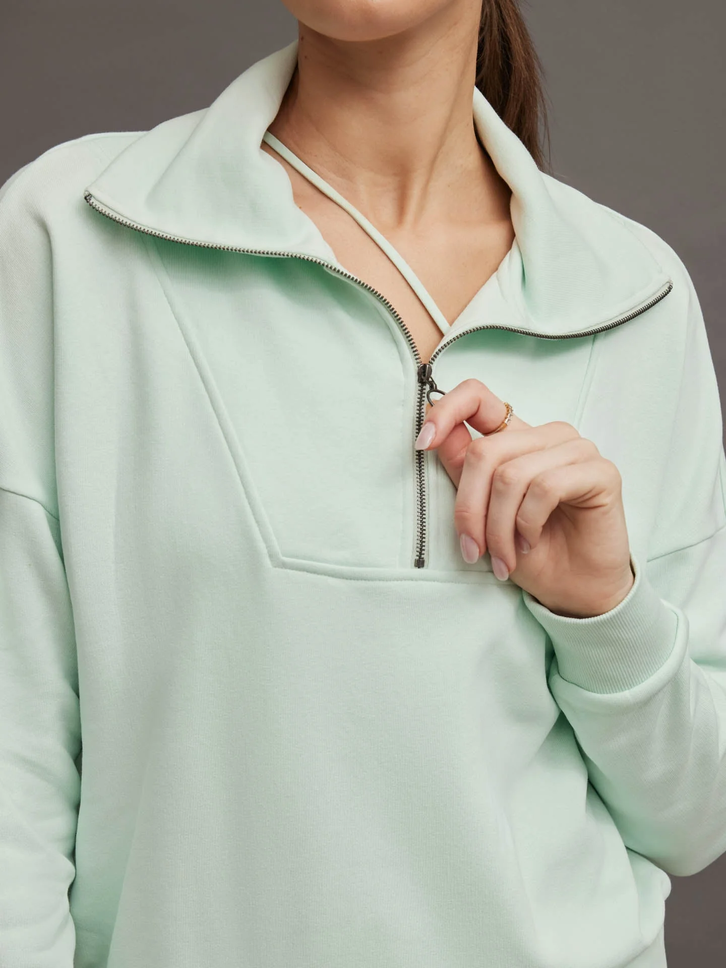 Carbon38 | FRENCH TERRY HALF ZIP | Clearly Aqua - Image 2