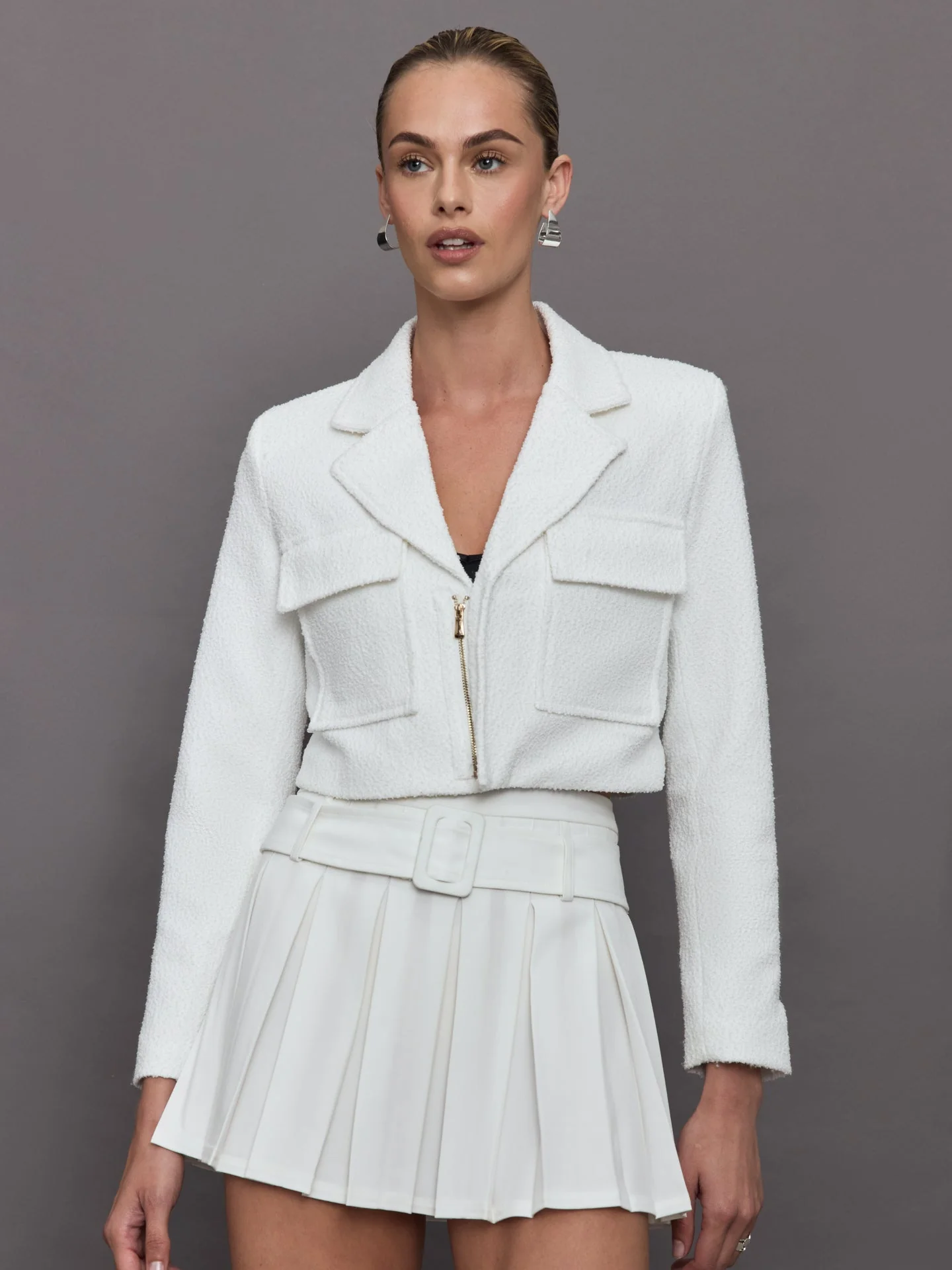 Goldie BYRD | Boucle Cropped Blazer | Cream