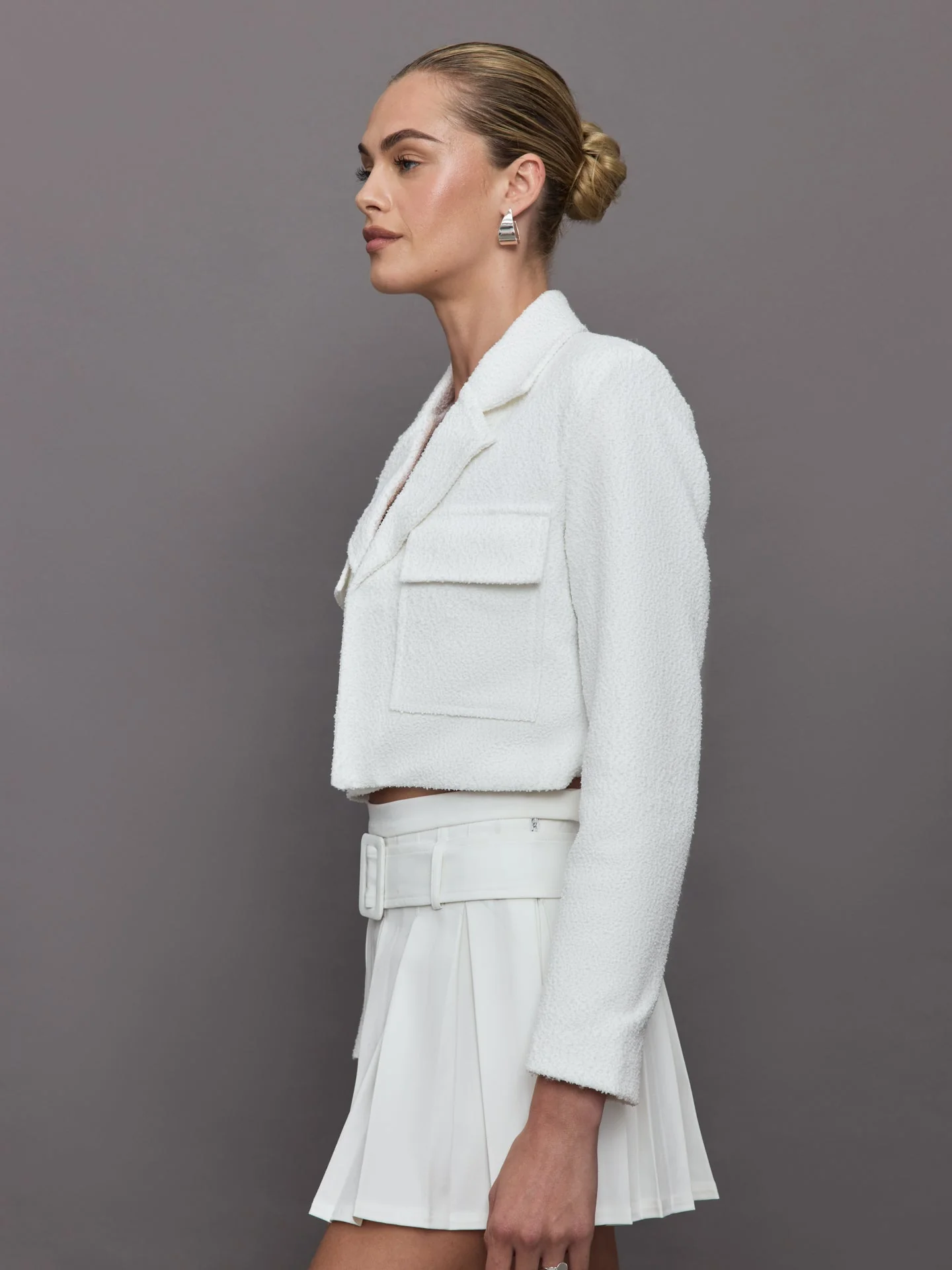 Goldie BYRD | Boucle Cropped Blazer | Cream - Image 3