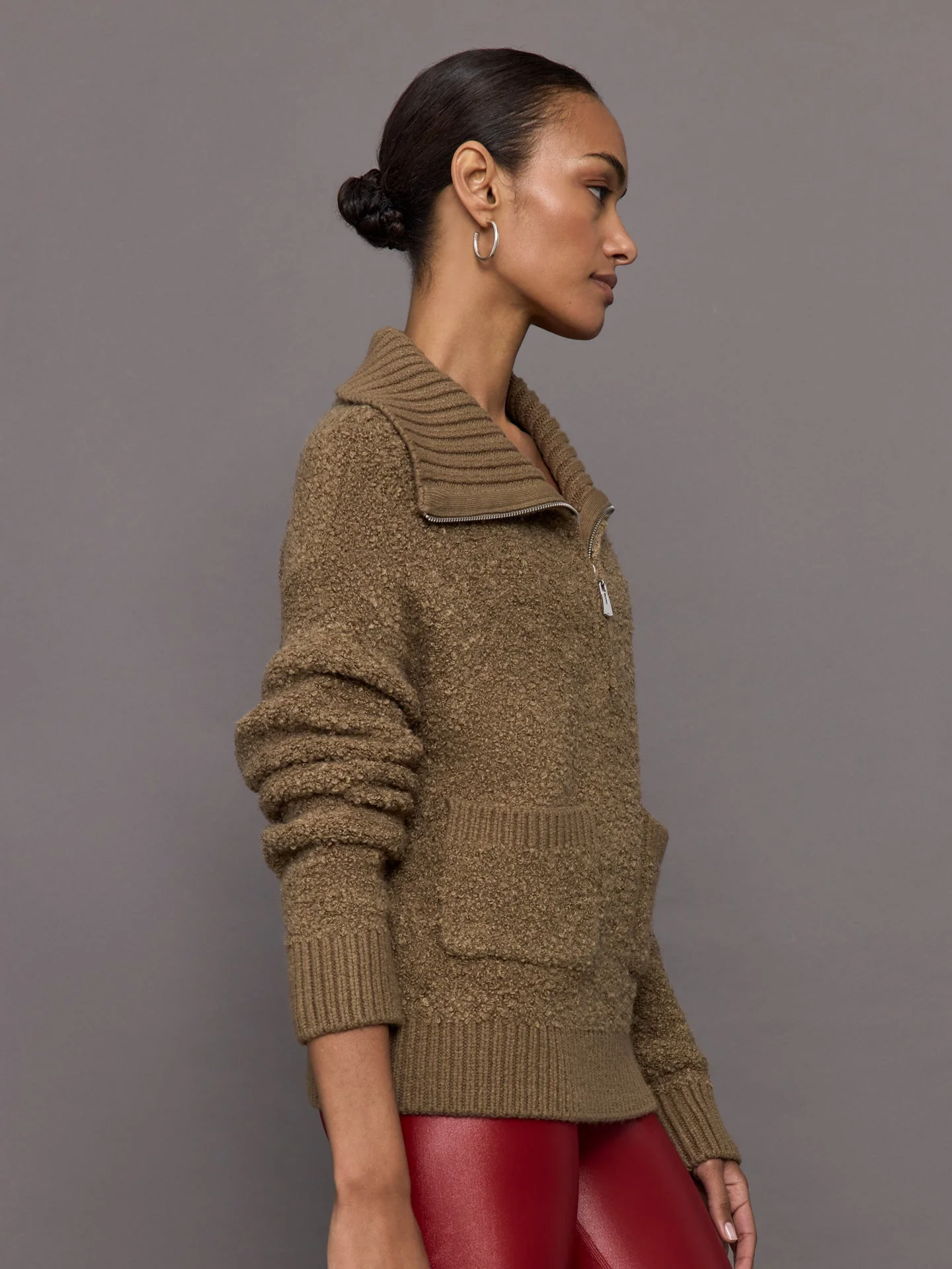 Carbon38 | Half Zip Boucle Pullover | Caribou - Image 3