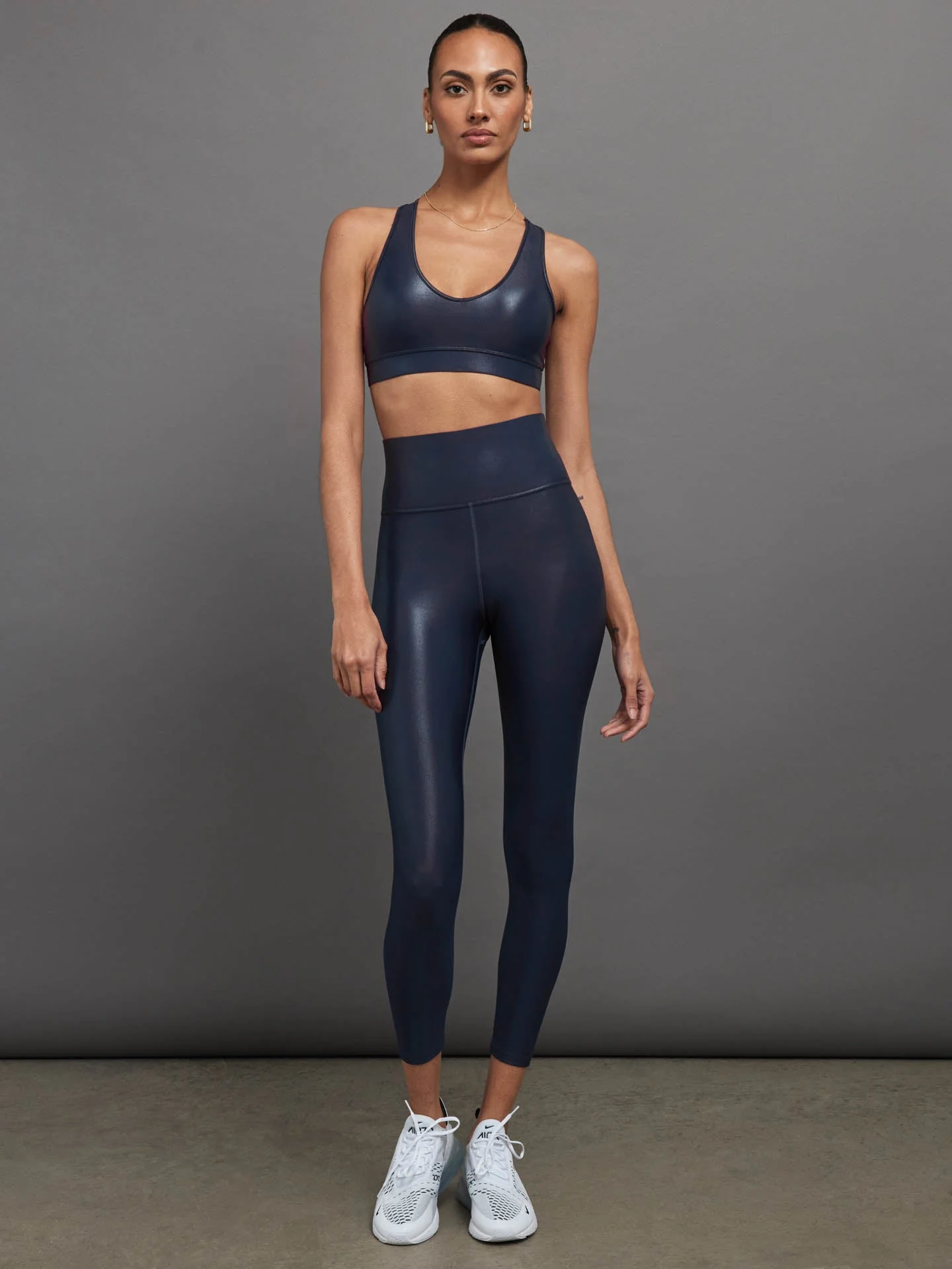 Carbon38 | High Rise 7/8 Legging in Takara Shine | Navy Blazer - Image 2