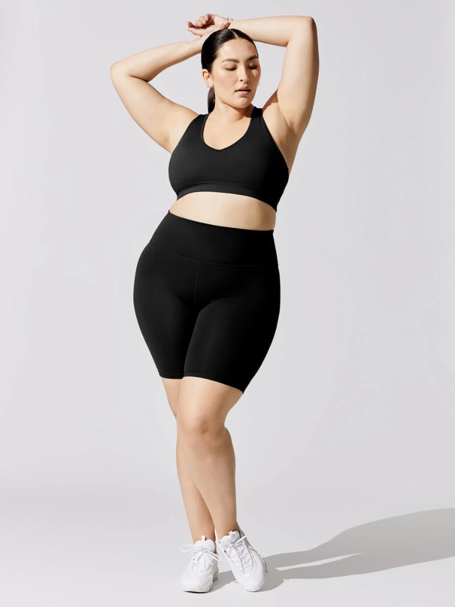 Carbon38 | High Rise Biker Short in Cloud Compression | Black - Image 6