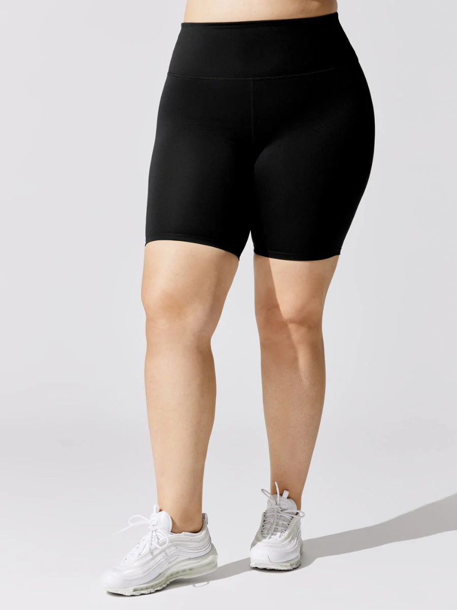 Carbon38 | High Rise Biker Short in Cloud Compression | Black - Image 7