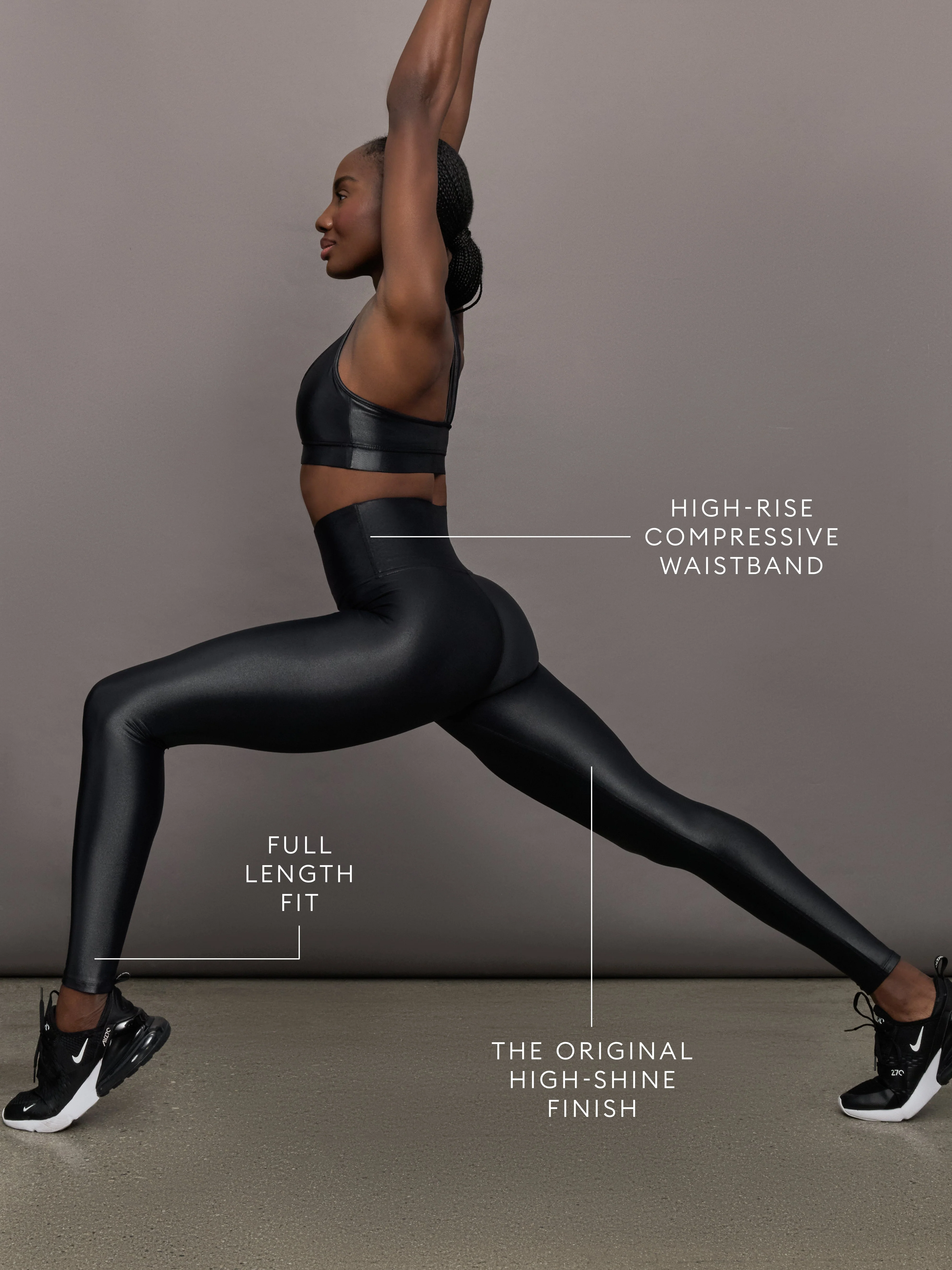 High Rise Full-Length Legging in Takara Shine | Black - Image 4