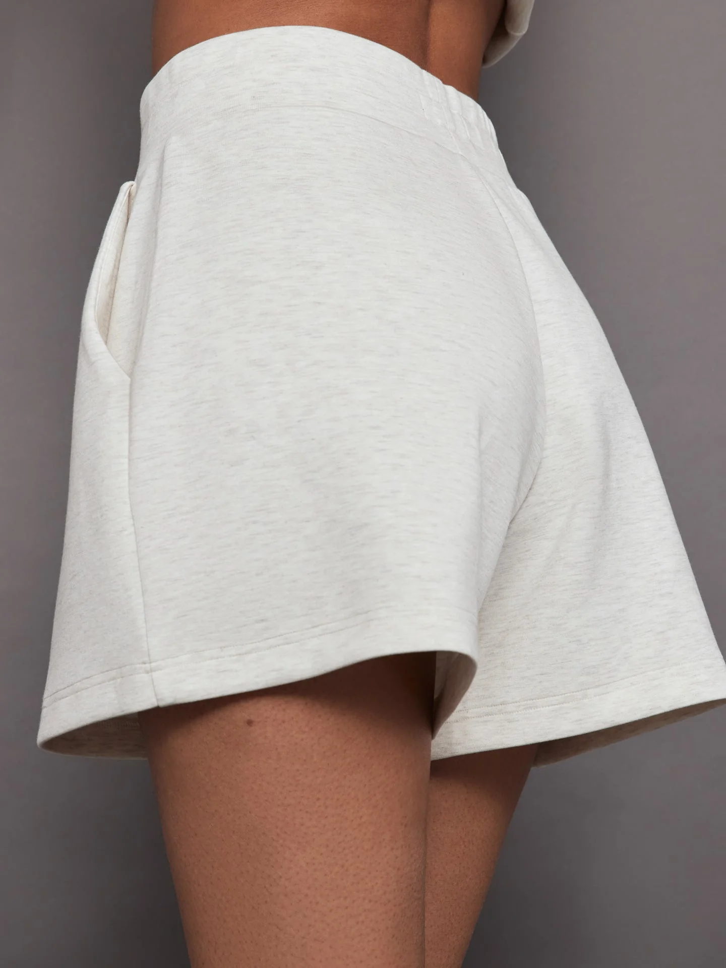 Carbon38 | High Rise Knit Short in Interlock | Moonbeam Heather - Image 2