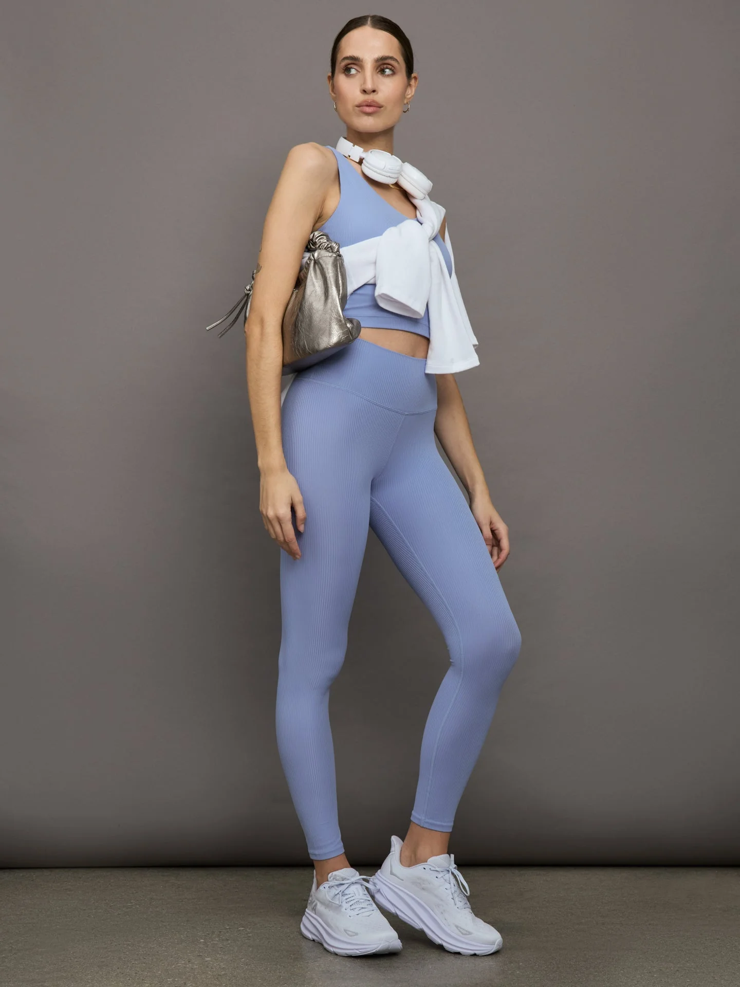 Carbon38 | High Rise Legging in Ribbed Melt | Hydrangea - Image 3