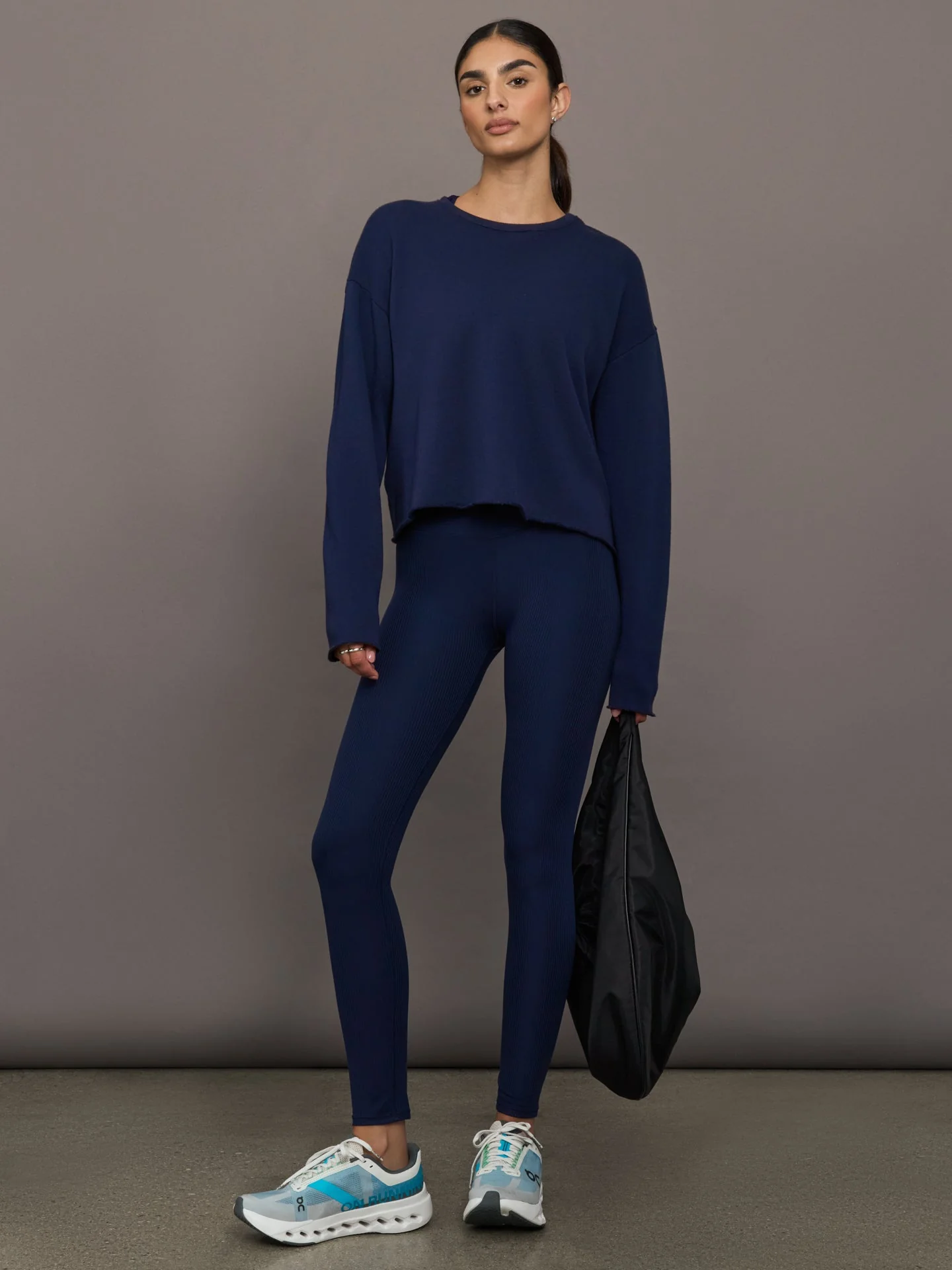High Rise Legging in Ribbed Melt | True Navy - Image 2