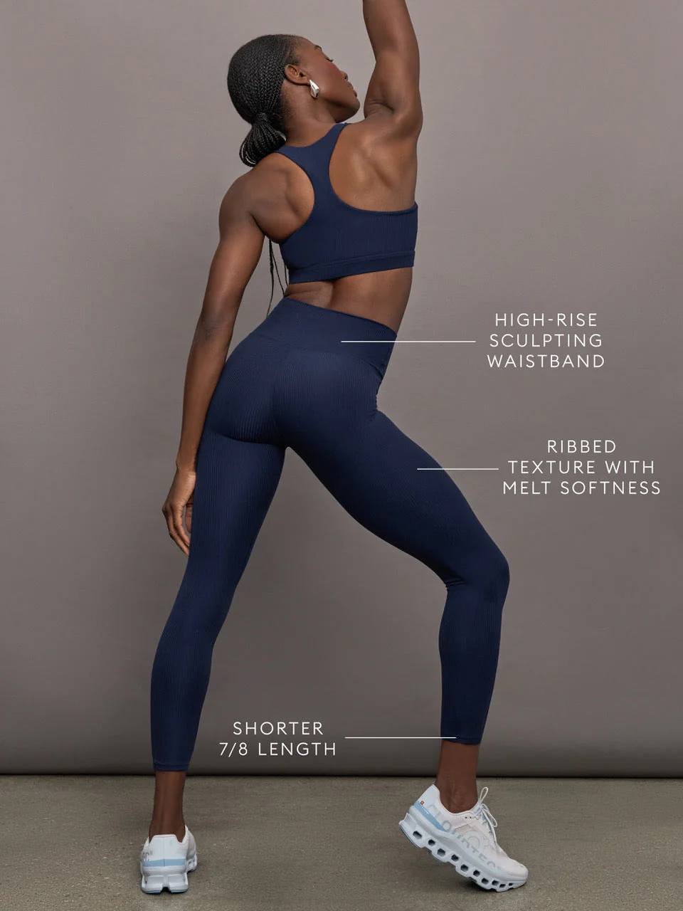 High Rise Legging in Ribbed Melt | True Navy - Image 3
