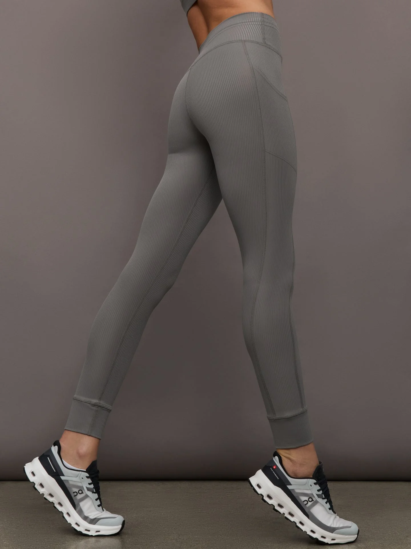 High Rise Pocket Legging in Ribbed Melt | Steel Grey - Image 3