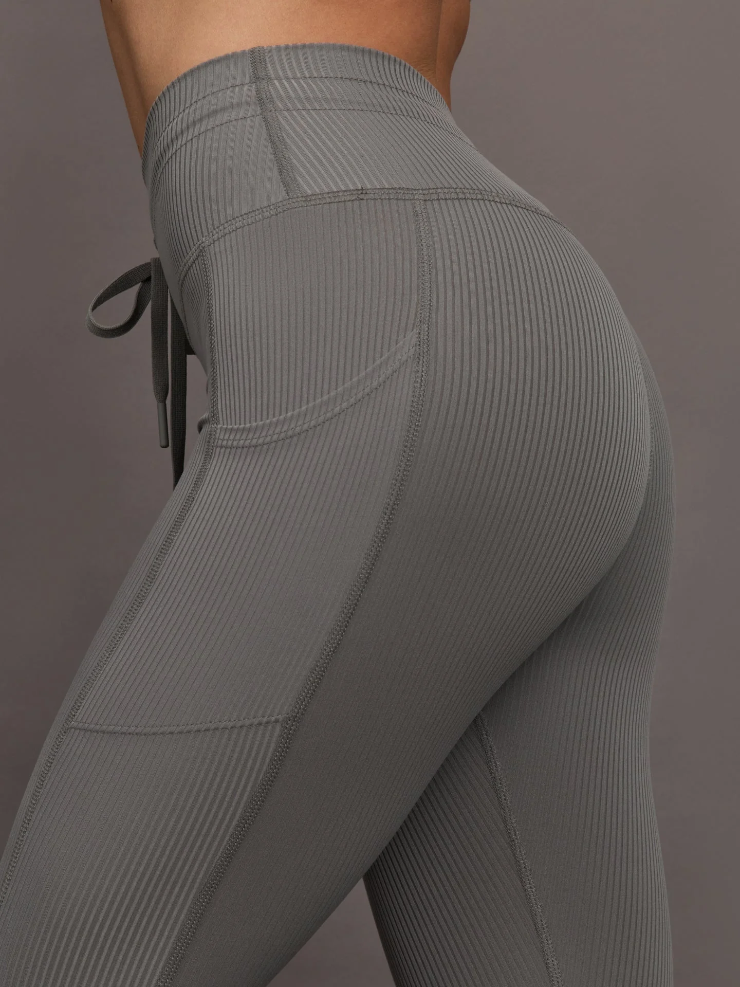 High Rise Pocket Legging in Ribbed Melt | Steel Grey - Image 5