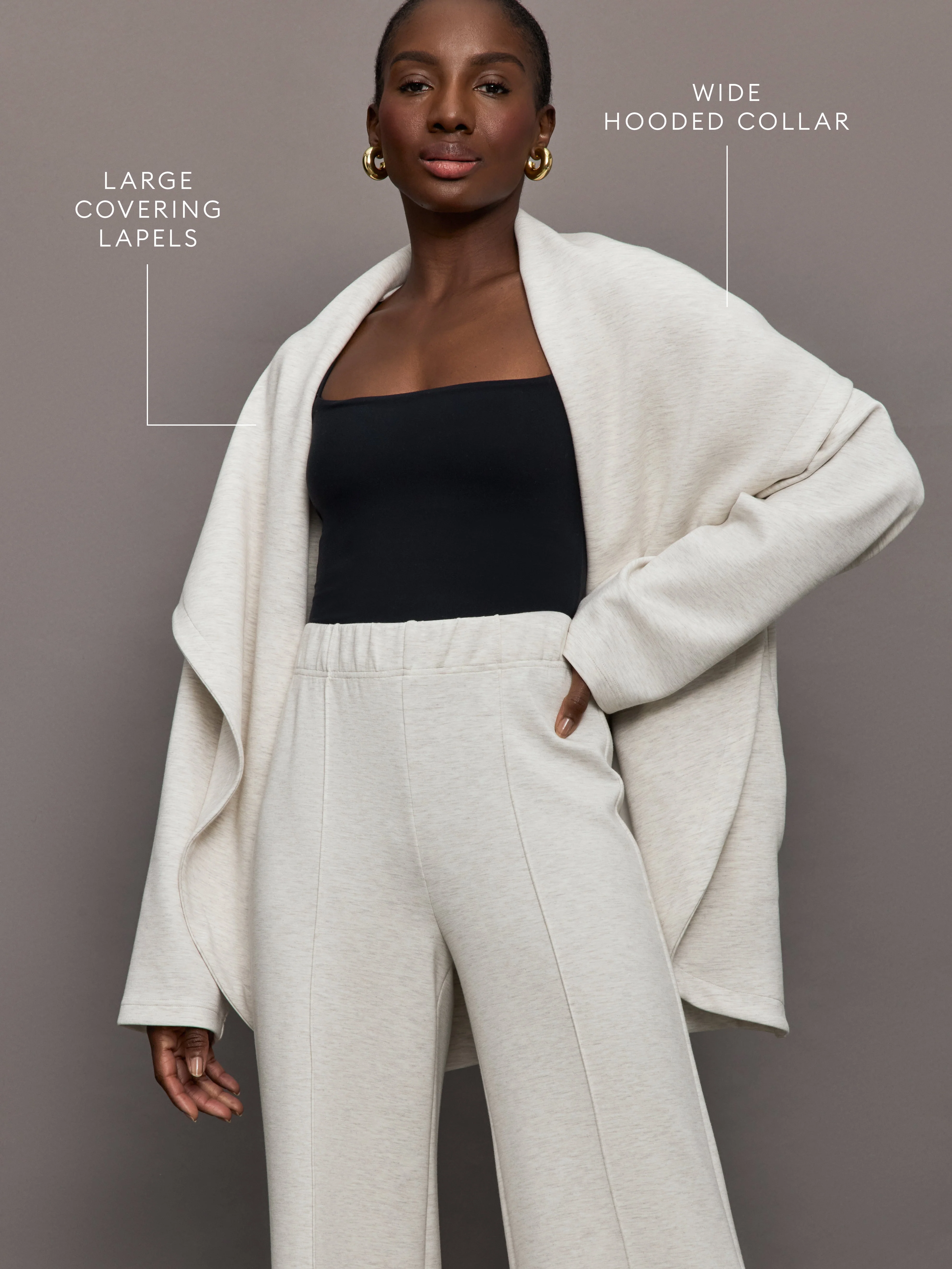 Carbon38 | Knit Cocoon Cardigan in Interlock | Moonbeam Heather - Image 3