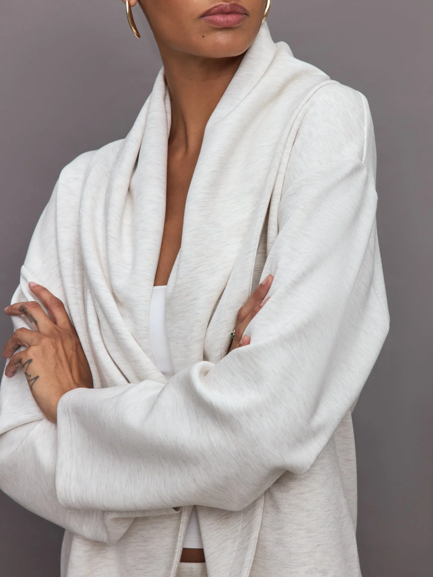 Carbon38 | Knit Cocoon Cardigan in Interlock | Moonbeam Heather - Image 5