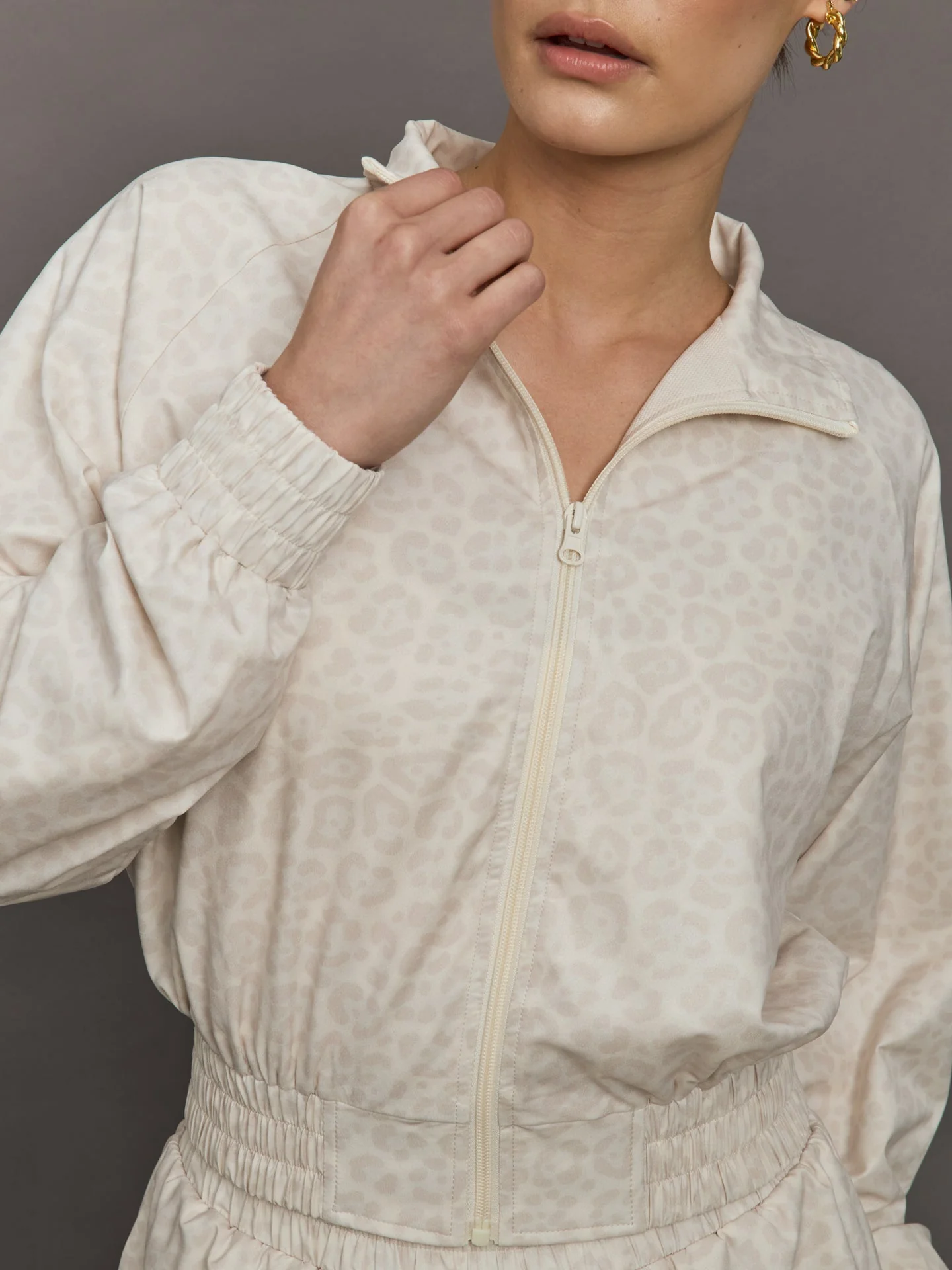 Leopard Printed Windbreaker | Snow Leopard - Image 2