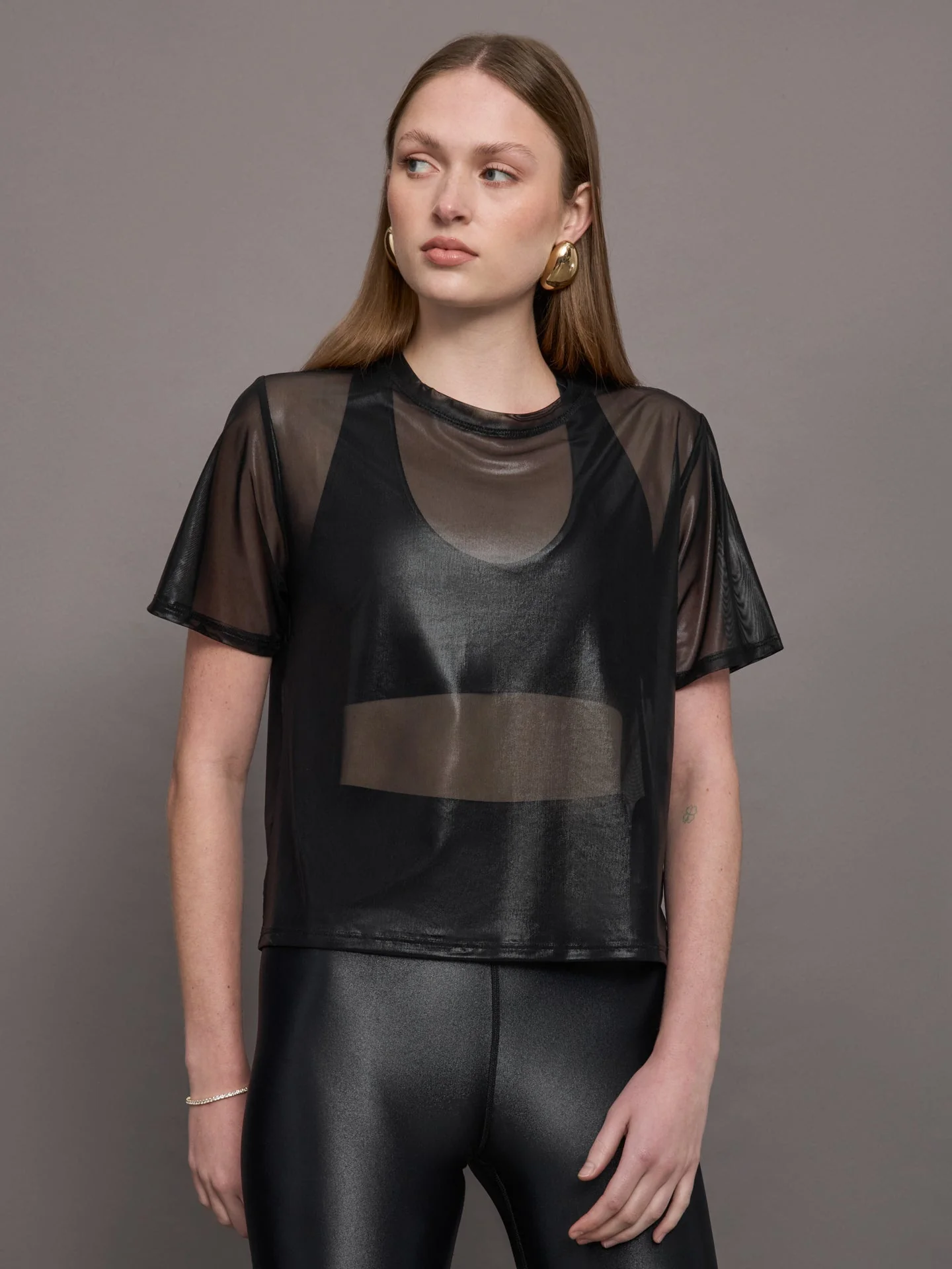 Carbon38 | Liquid Mesh Tee Shirt | Black