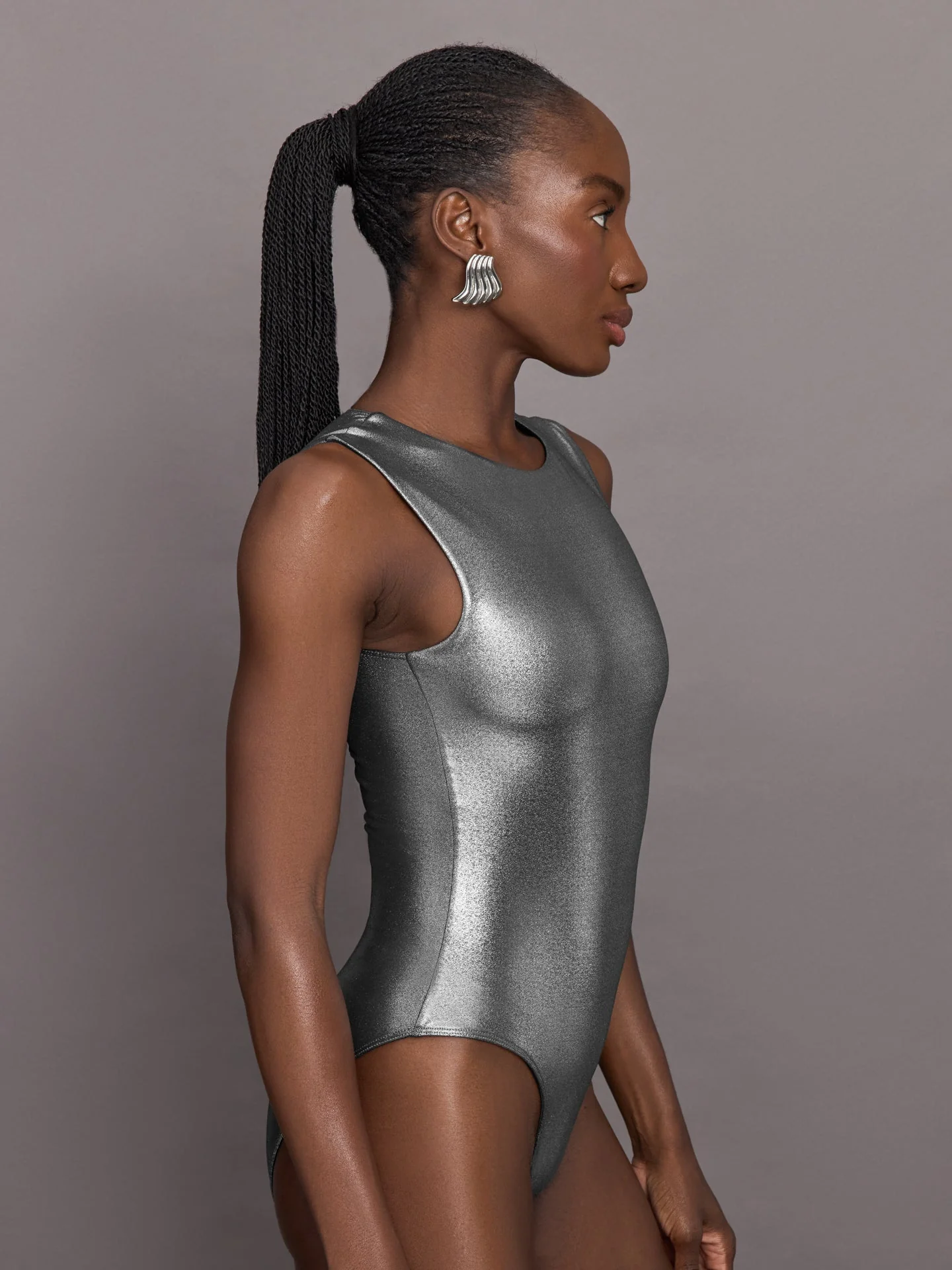 Carbon38 | Liquid Metallic Bodysuit | Metallic Silver - Image 4