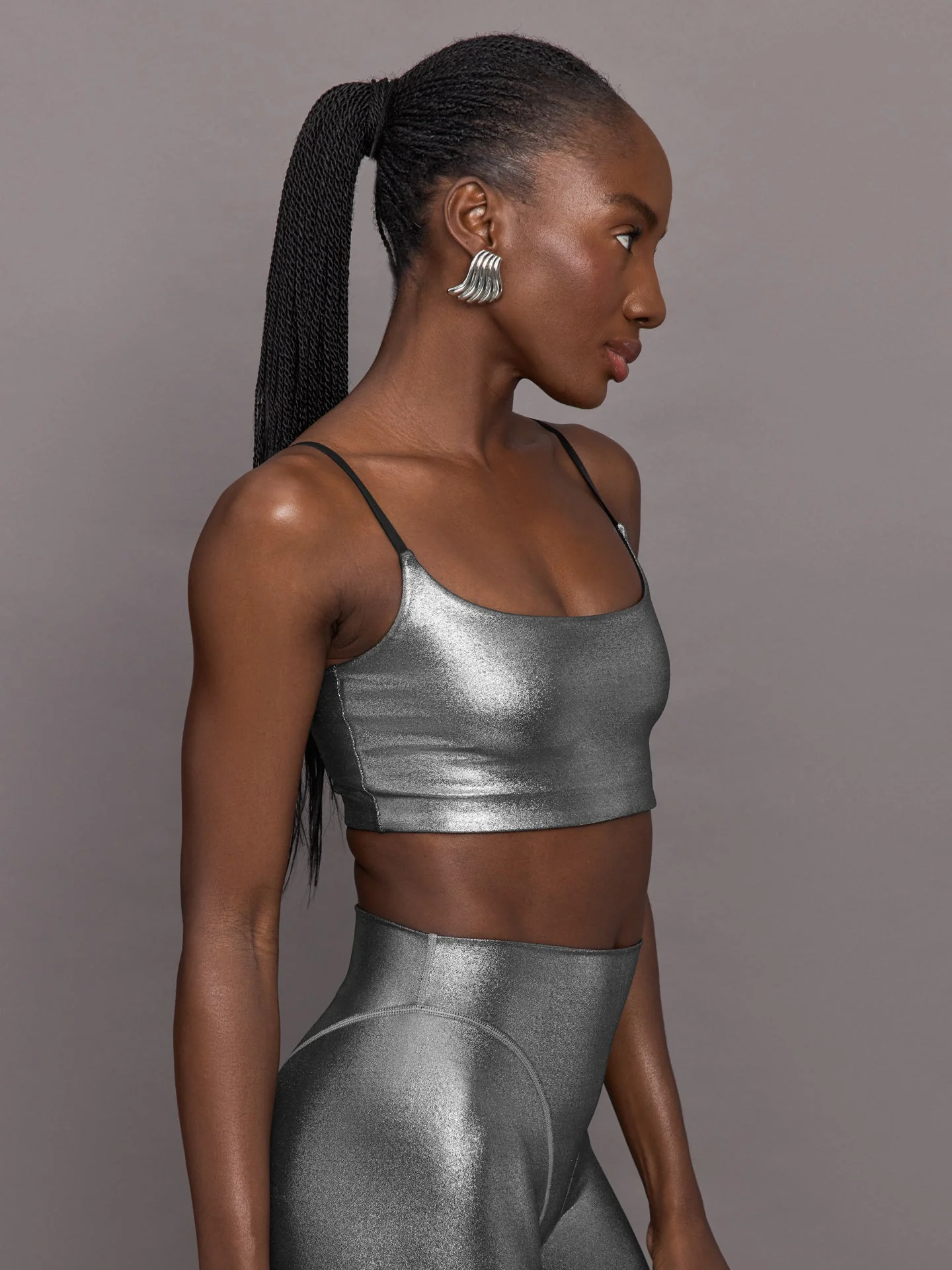 Carbon38 | Liquid Metallic Scoop Bra | Metallic Silver - Image 3