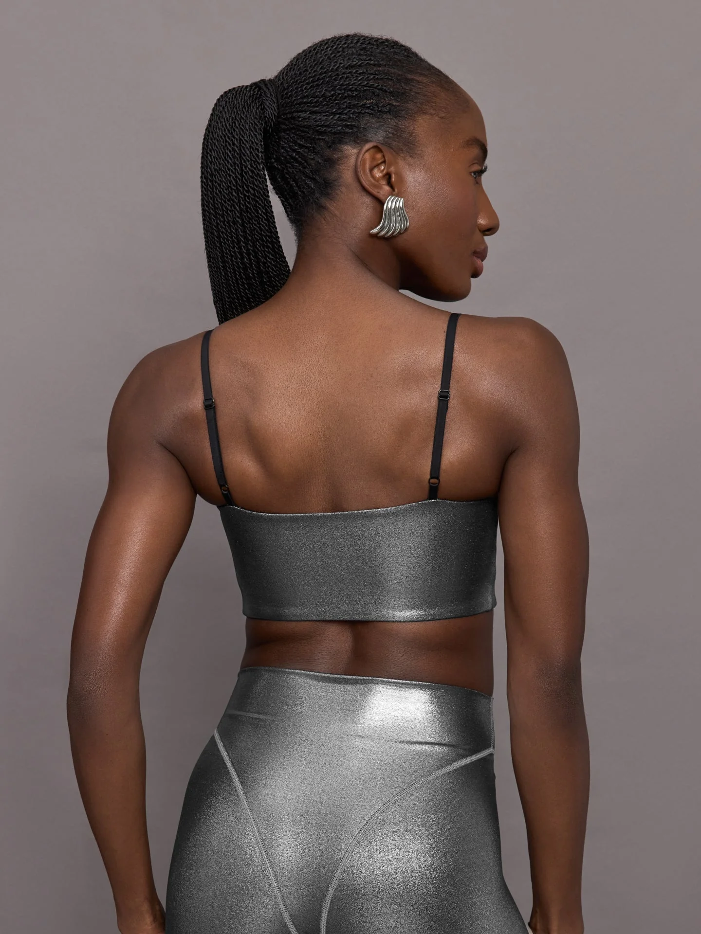 Carbon38 | Liquid Metallic Scoop Bra | Metallic Silver - Image 4