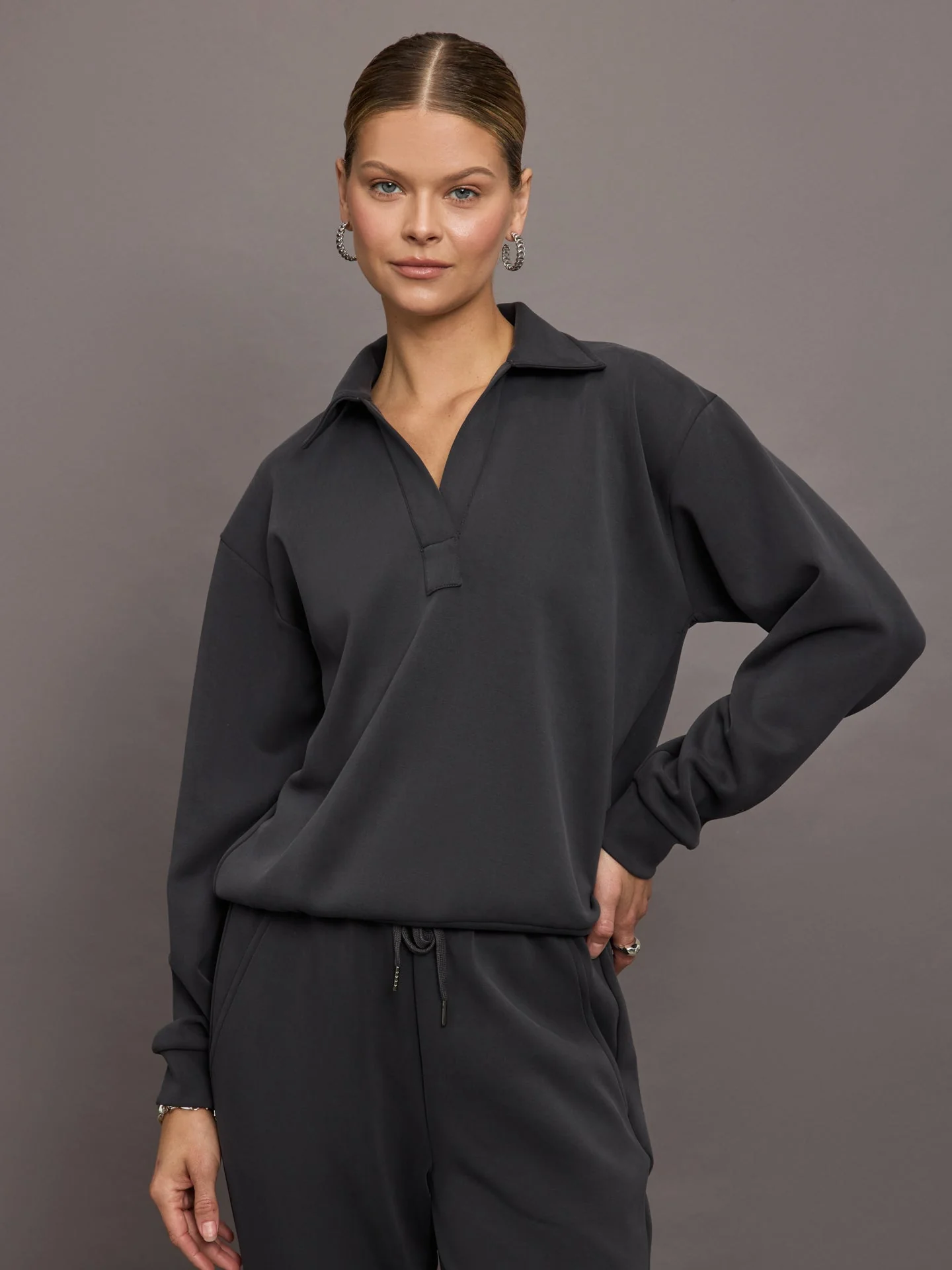 Carbon38 | Logo Sweatshirt in Modal Luxe | Faded Black