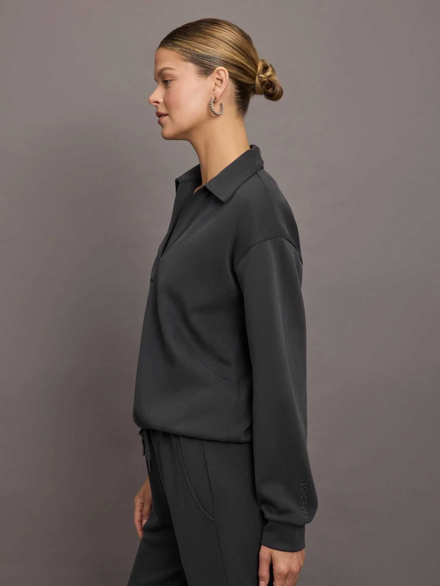 Carbon38 | Logo Sweatshirt in Modal Luxe | Faded Black - Image 3