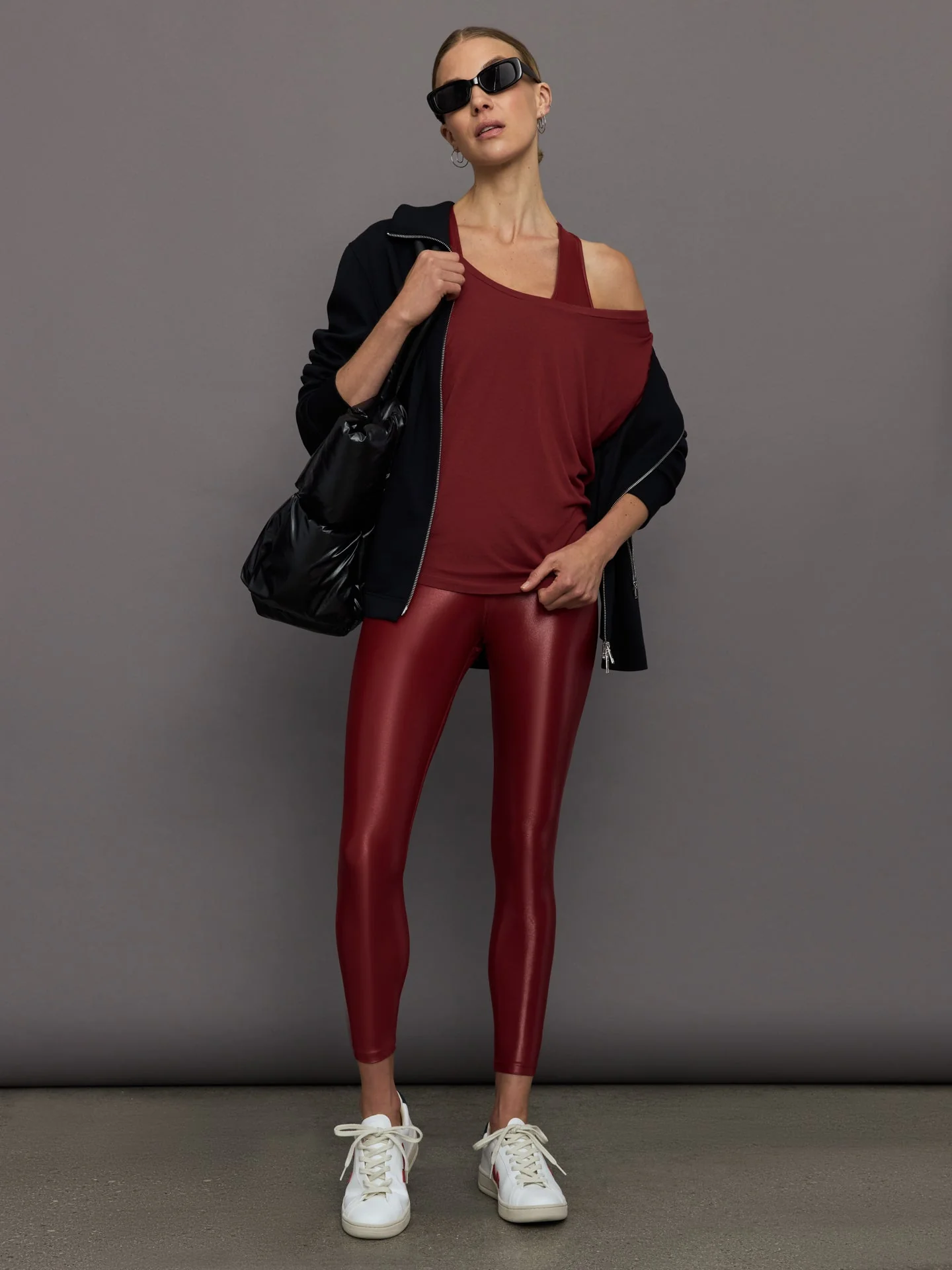 Carbon38 | Long Sleeve Off Shoulder Tee | Red Dahlia - Image 2