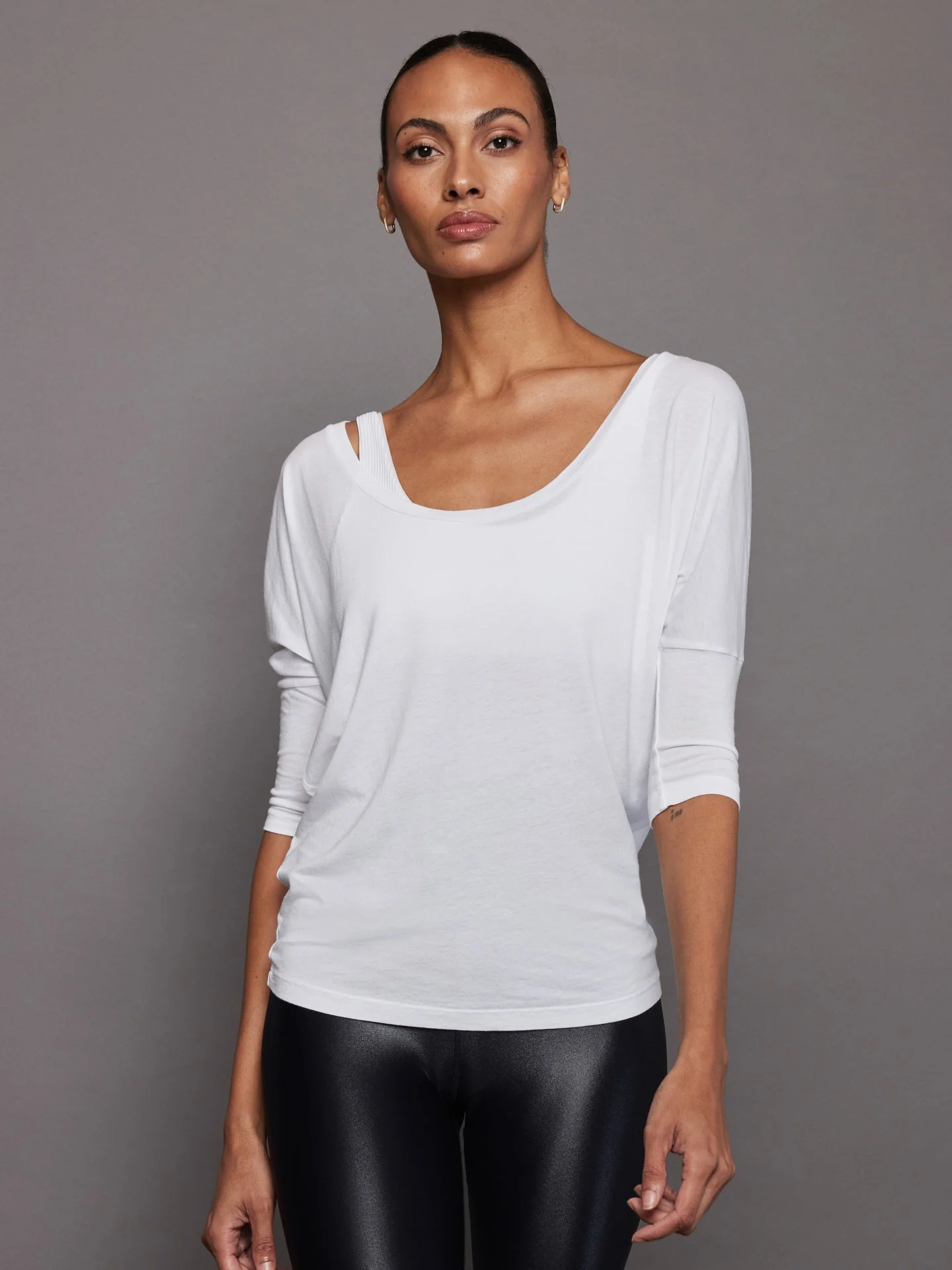 Long Sleeve Off Shoulder Tee | White