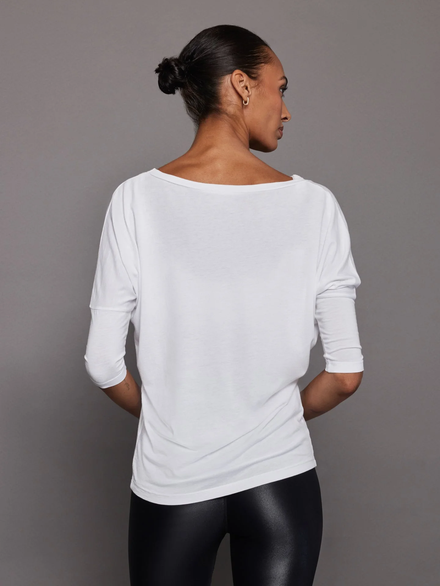 Long Sleeve Off Shoulder Tee | White - Image 3