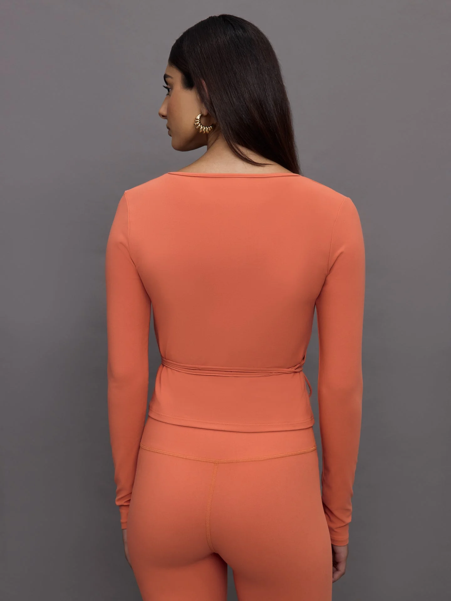 Carbon38 | Long Sleeve Tie Top in Melt | Burnt Sienna - Image 4