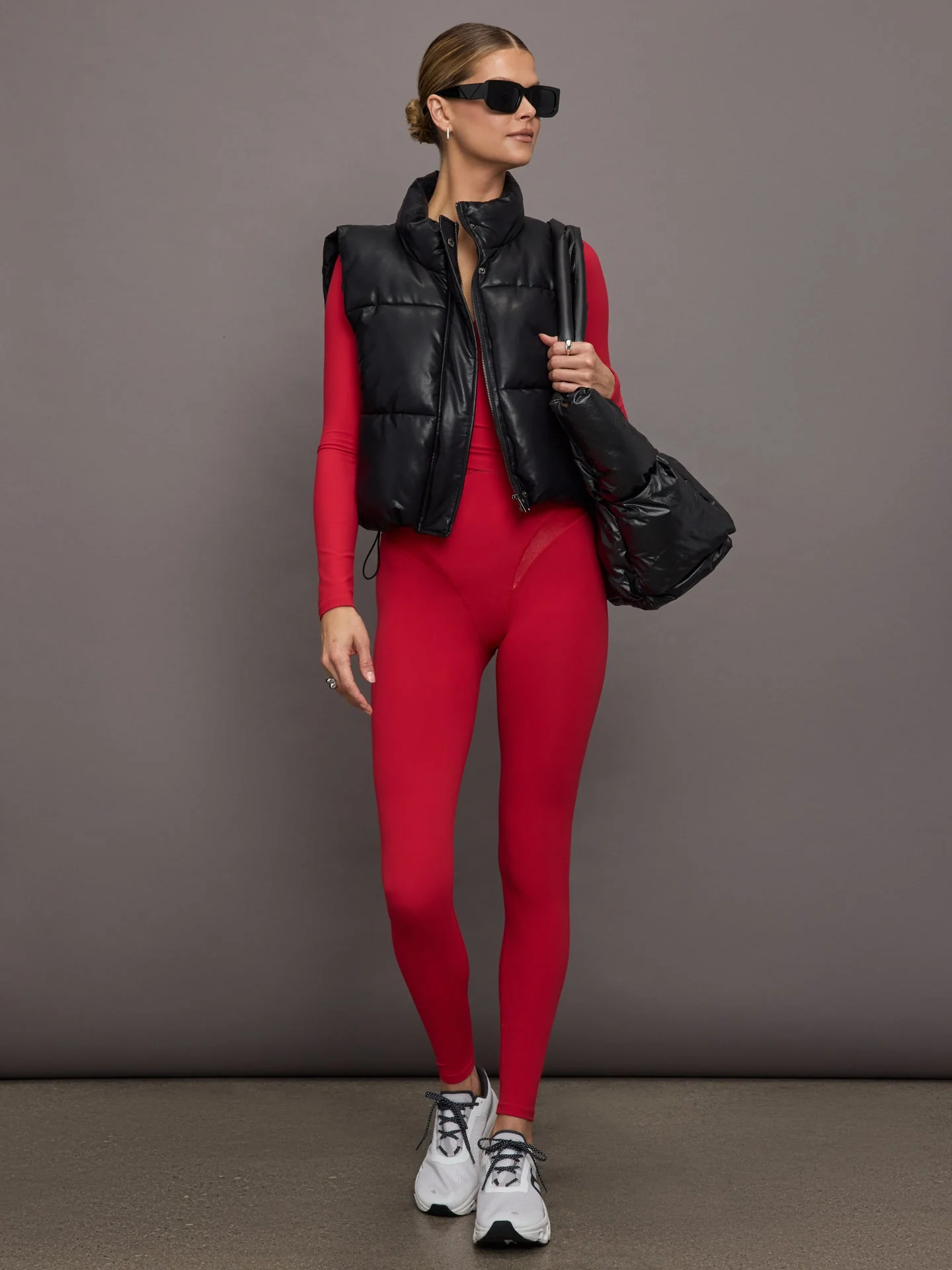 Carbon38 | Long Sleeve Wrap Top in Melt | Crimson Red - Image 4