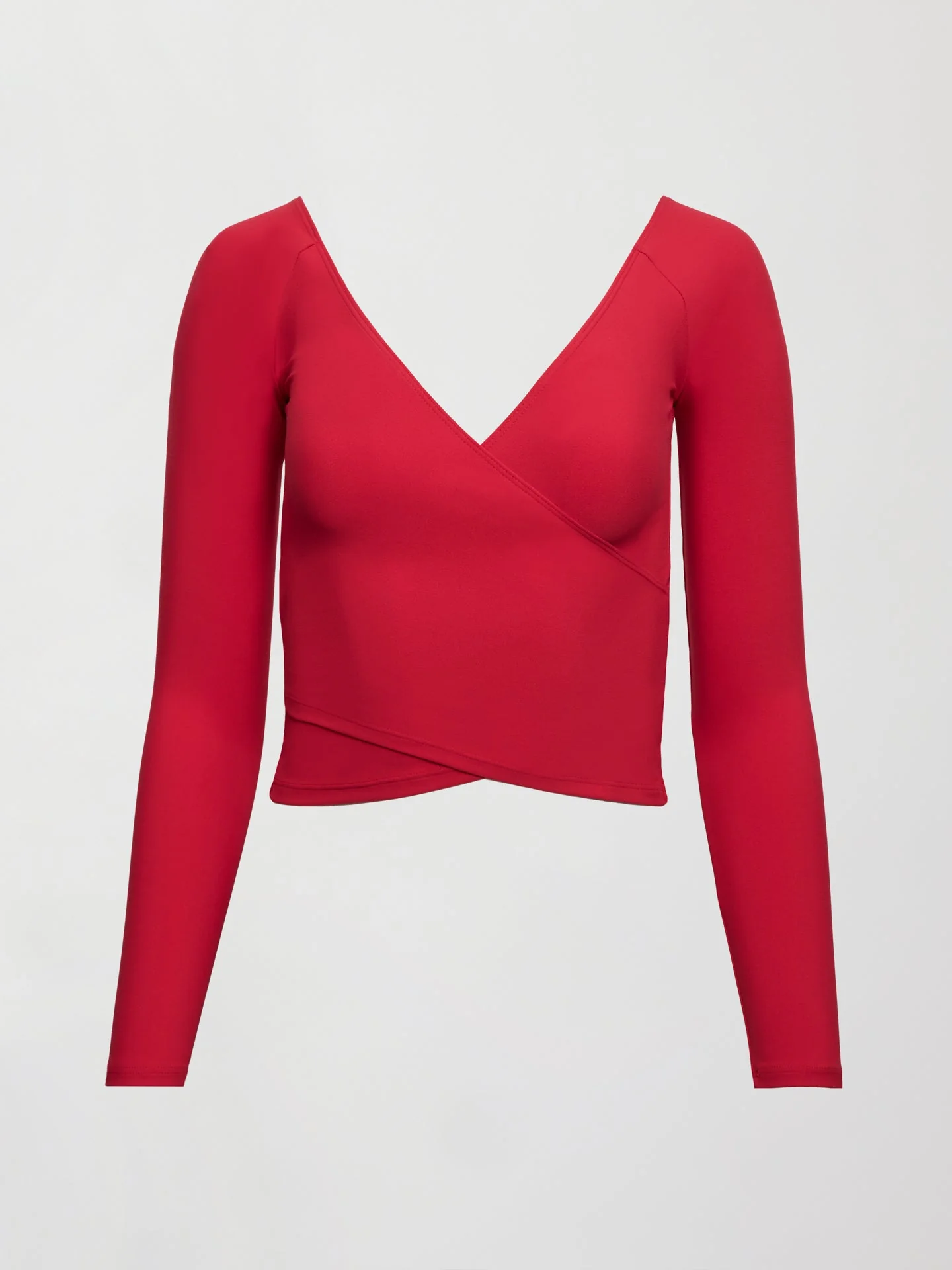 Carbon38 | Long Sleeve Wrap Top in Melt | Crimson Red - Image 5