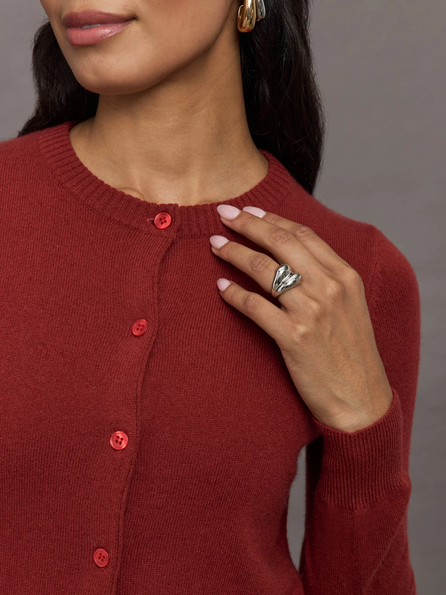 Madeleine Thompson | Monroe Cashmere Cardigan | Burgundy - Image 3