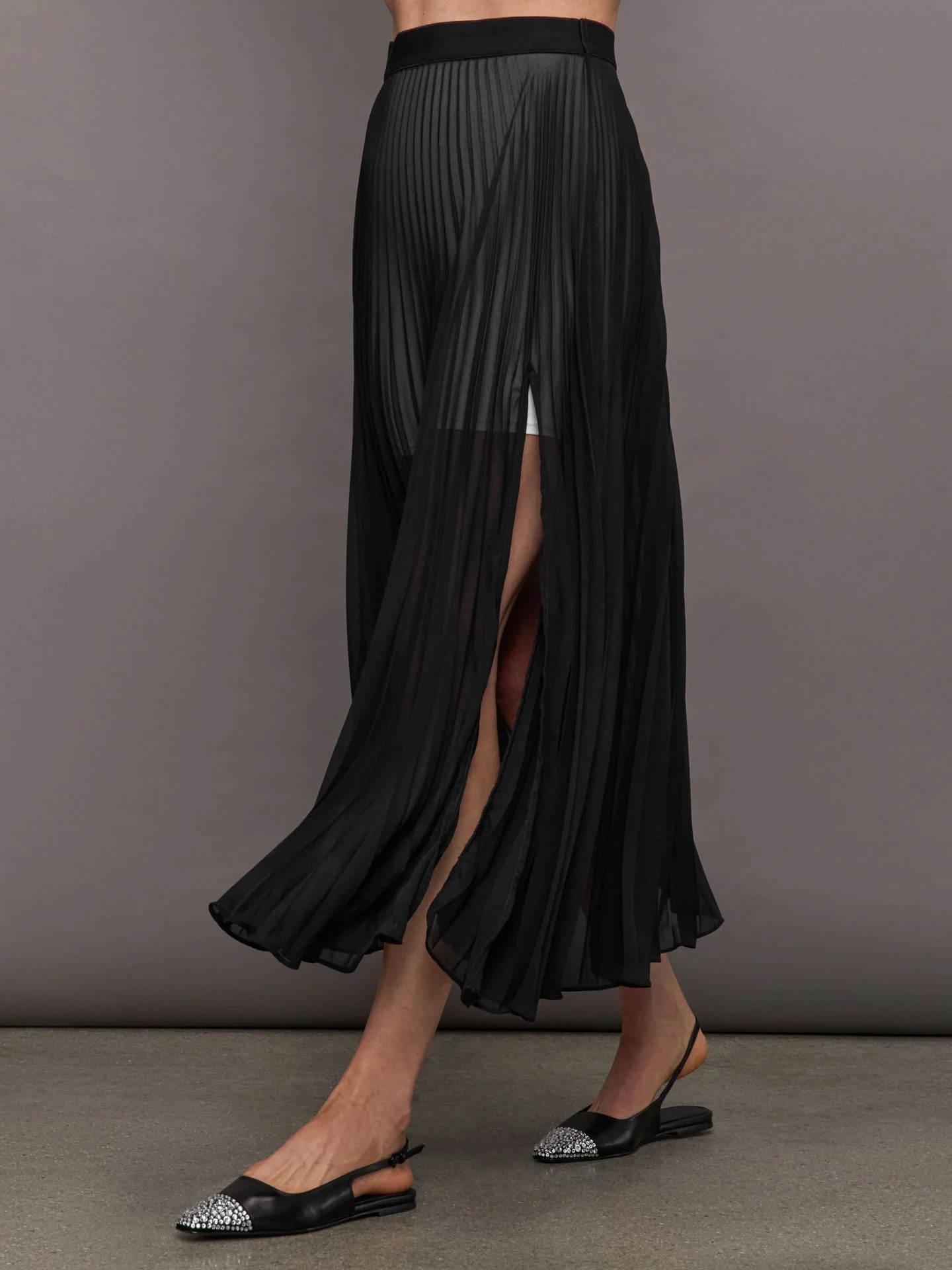 Mesh Pleated Skirt | Black
