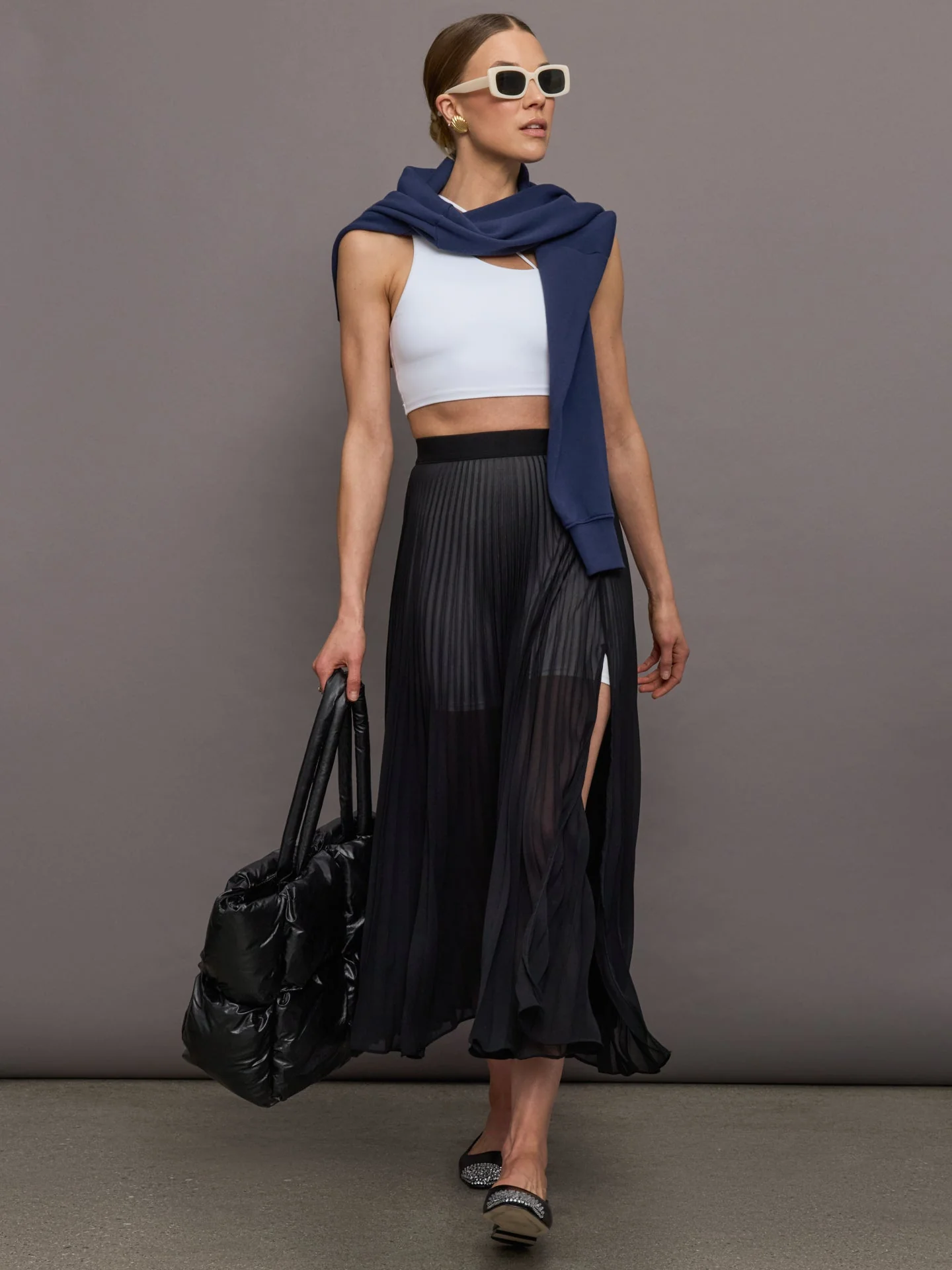 Mesh Pleated Skirt | Black - Image 2