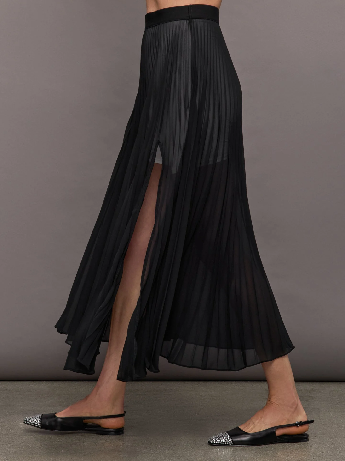 Mesh Pleated Skirt | Black - Image 3